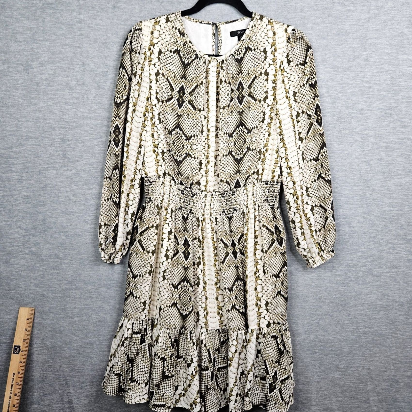J.Crew J.CREW Cinched Waist Snakeskin Glendale Long Sleeve Dress XS Girls? Size XS / US 0-2 / IT 36-38 - 2 Thumbnail