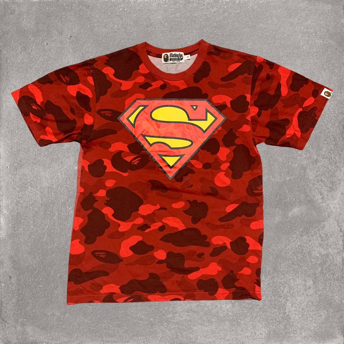 Bape Bape Small Superman Logo Red Camo Tee A Bathing Ape DC Grailed