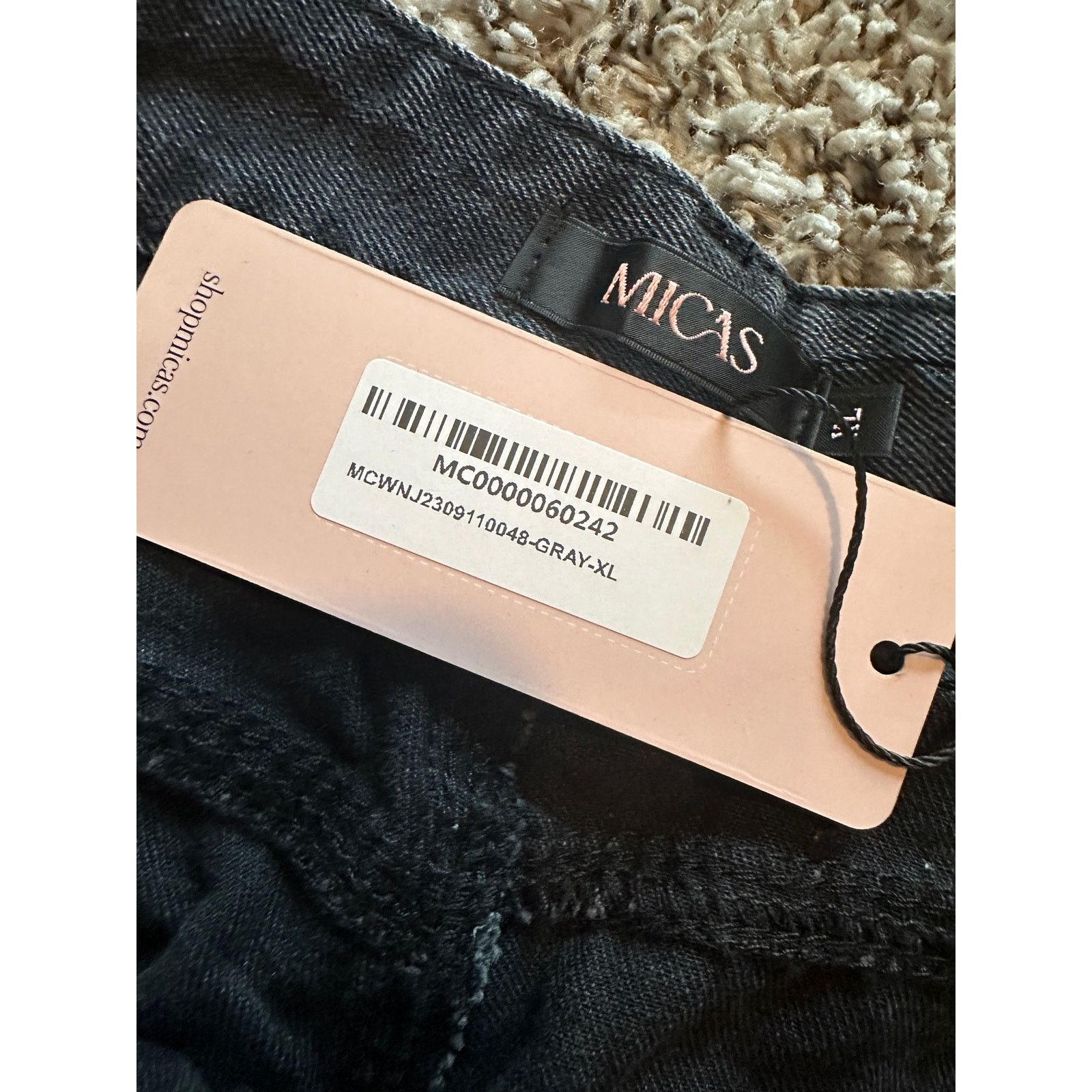Other Black Gray Ombre Multi Pocket Wide Leg Cargo Denim Jeans Size 33" - 5 Thumbnail