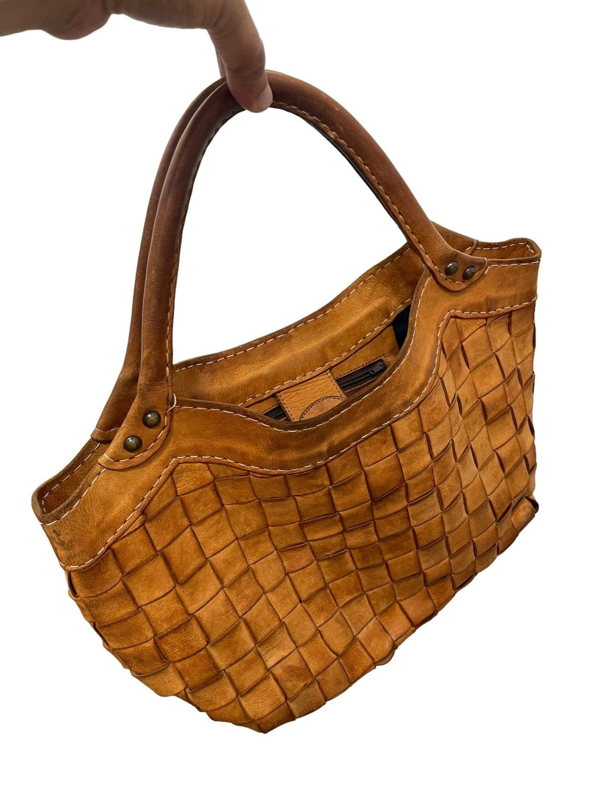Japanese Brand Full Leather Vtg Robita Japan Intrecciato Weave Tote Bag 1🟩 Size ONE SIZE - 2 Thumbnail