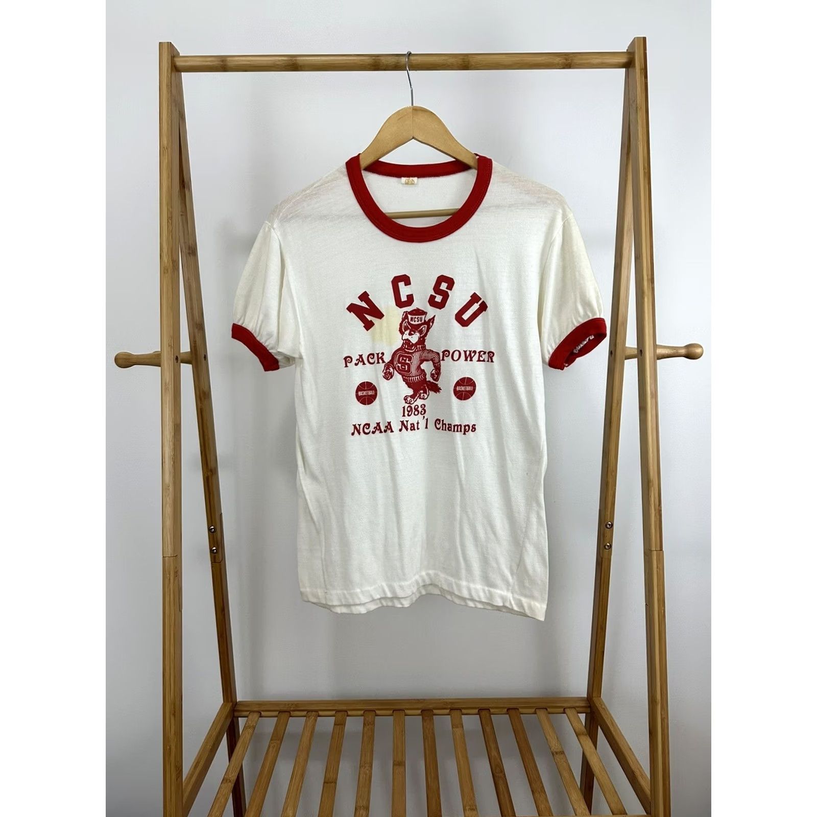 Vintage VTG NCSU North Carolina State Wolfpack 1983 NCAA Champs Ringer T-Shirt Size L White Mens Size US L / EU 52-54 / 3 - 2 Thumbnail