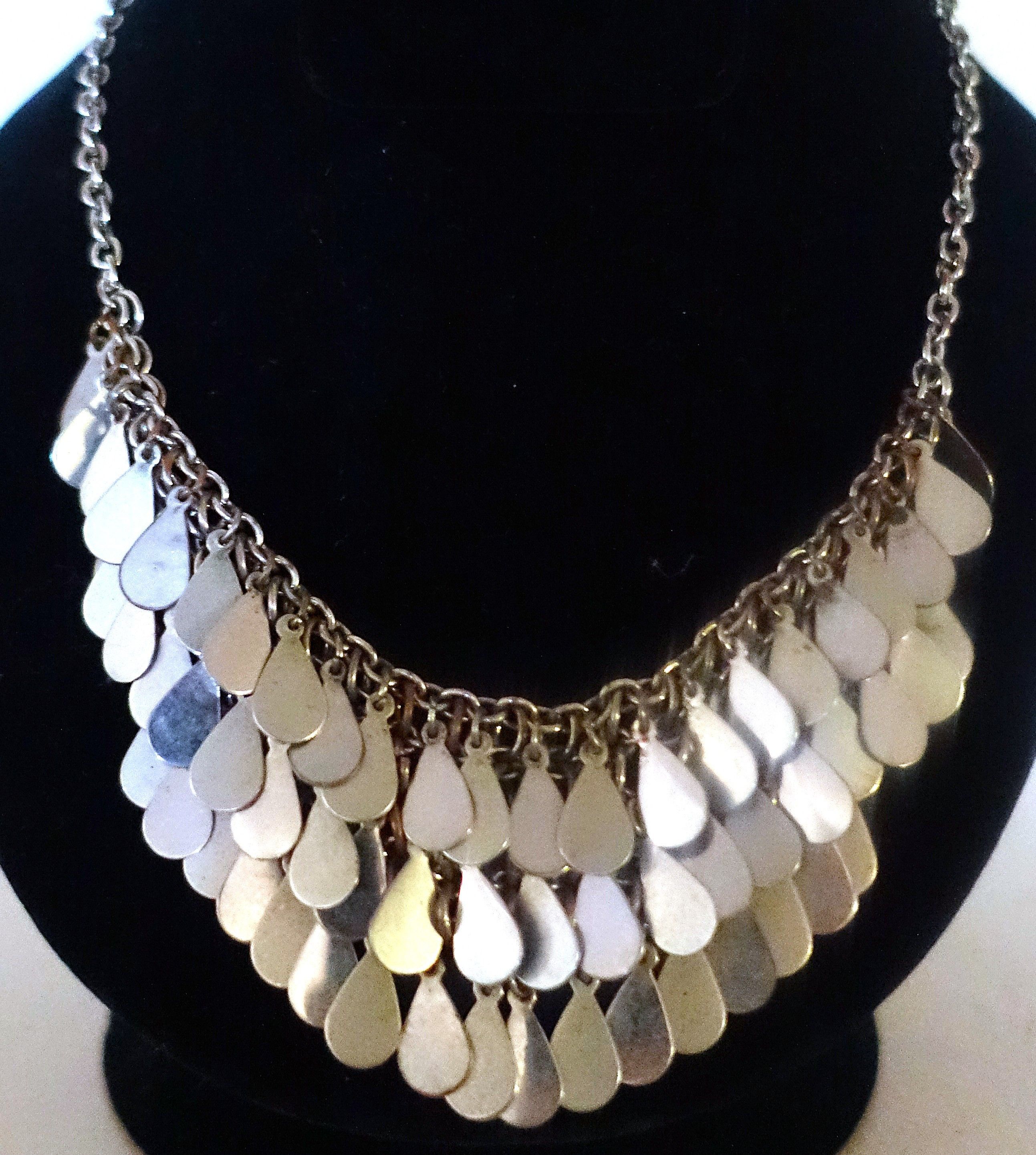 Vintage Silver Tone Boho Chain Dangle Choker Necklace Size ONE SIZE - 3 Thumbnail