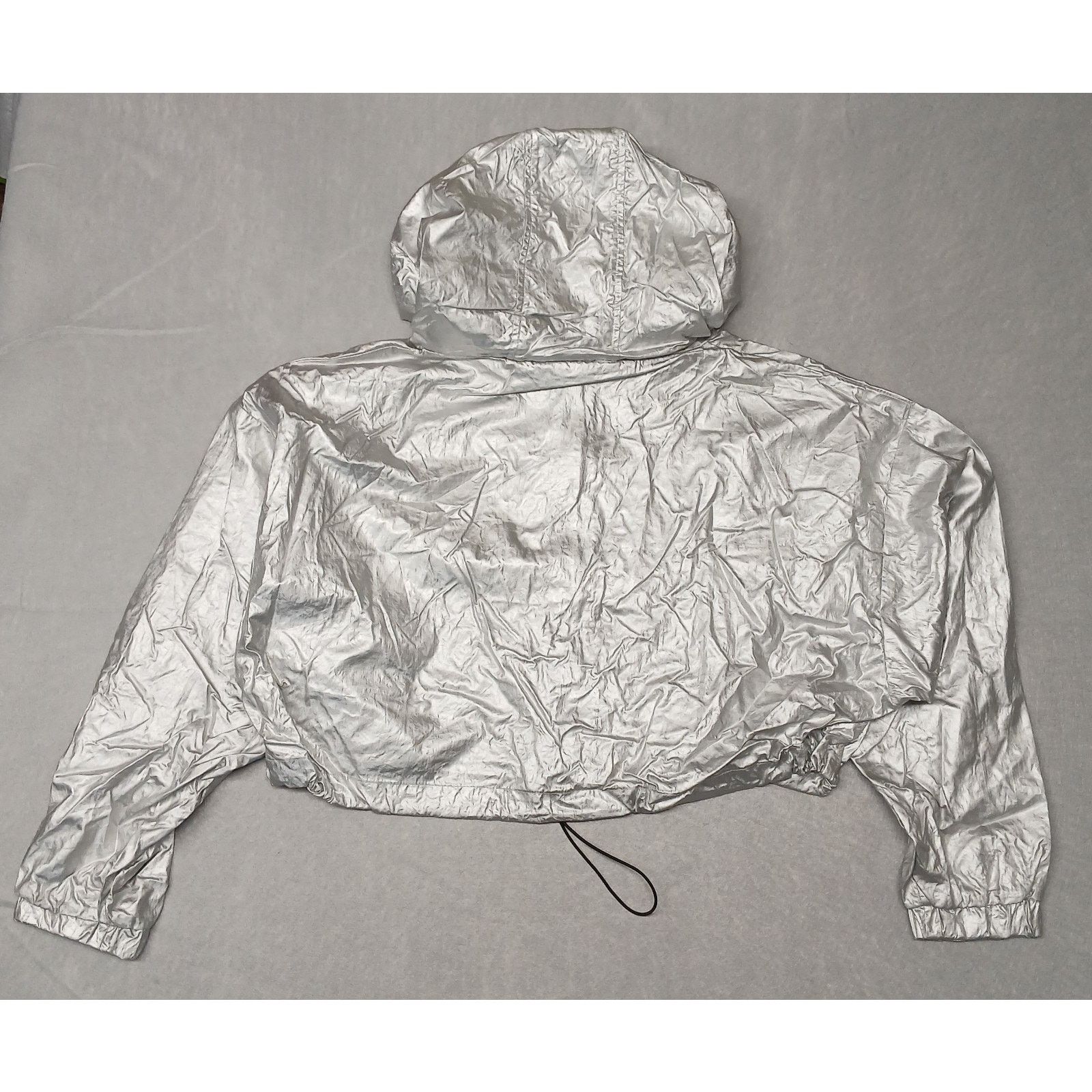 Other Meek (Medium) Silver Polyester Crop Hoodie Zip Jacket Size M / US 6-8 / IT 42-44 - 6 Thumbnail