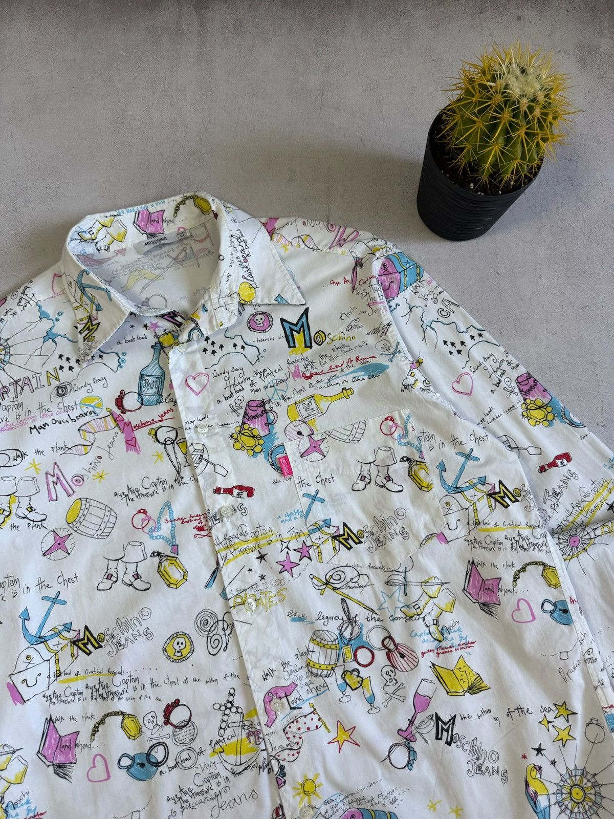 Moschino Moschino Jeans Vintage 90's RARE Captains Map Shirt Size XL Size US XL / EU 56 / 4 - 3 Thumbnail