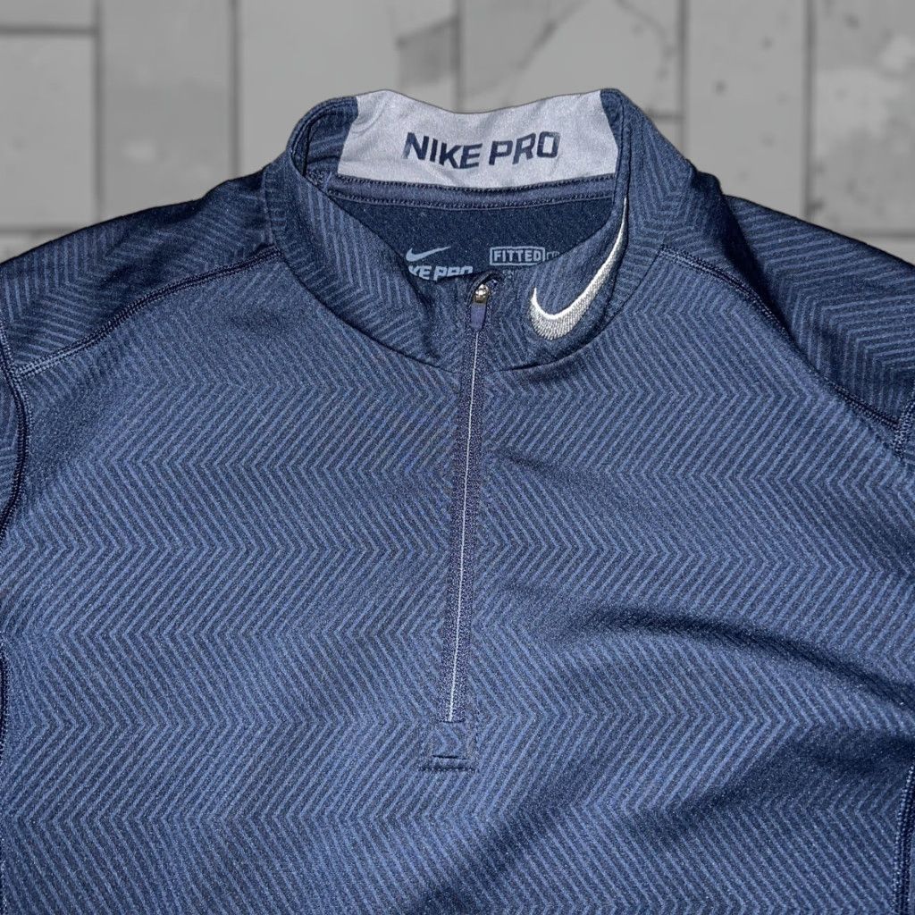 Nike Nike Pro Pullover Half Zip Shirt Mens M Blue Size US M / EU 48-50 / 2 - 1 Thumbnail