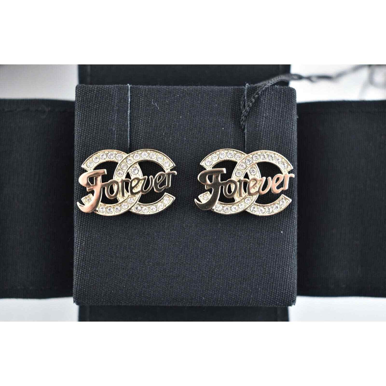 Chanel Chanel Gold Crystal Forever Dangle Statement Stud Earrings Size ONE SIZE - 3 Thumbnail