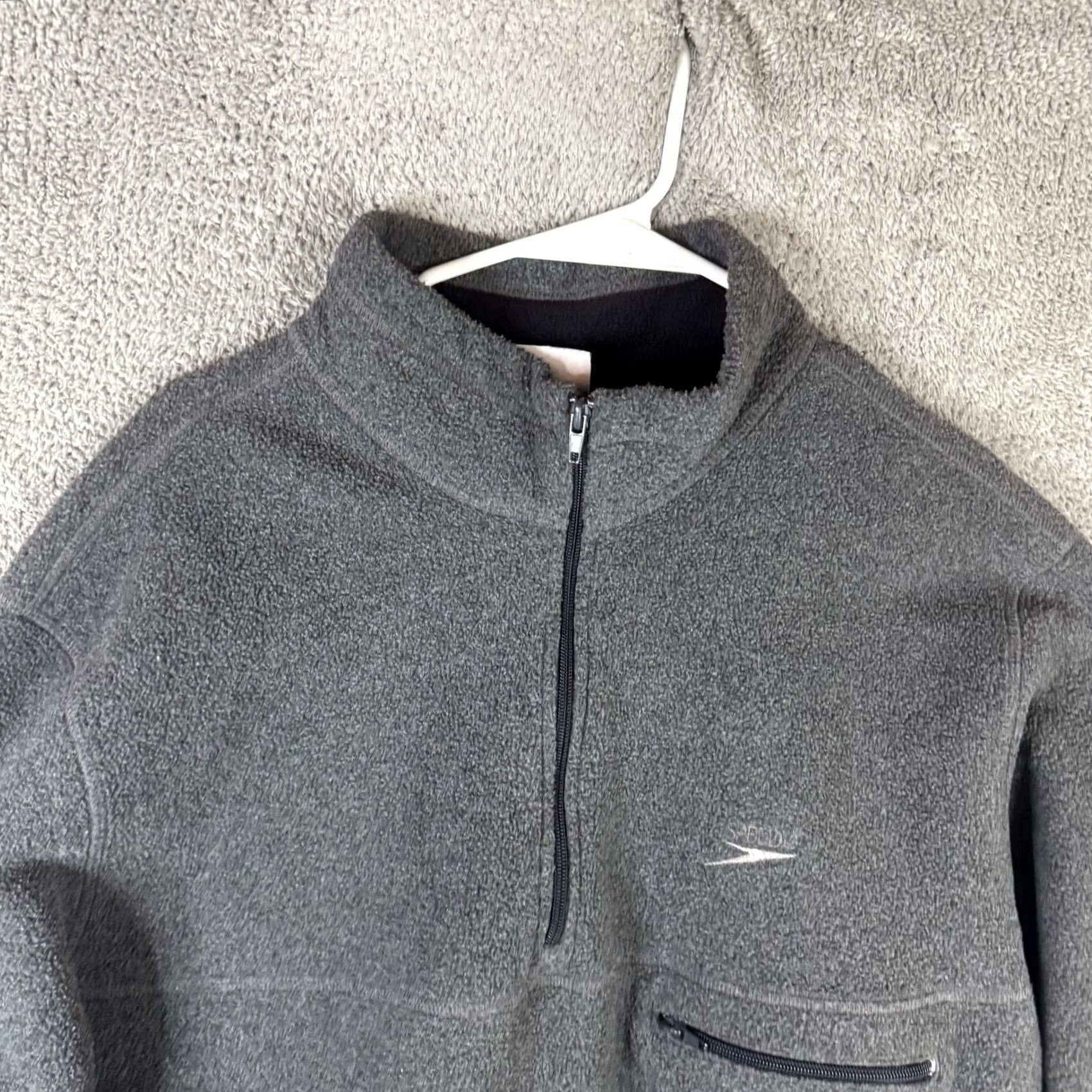 Speedo Speedo Jacket Mens XL Gray 1/4 Zip Fleece Collar Pocket Adjustable Hem Pullover Size US XL / EU 56 / 4 - 6 Thumbnail