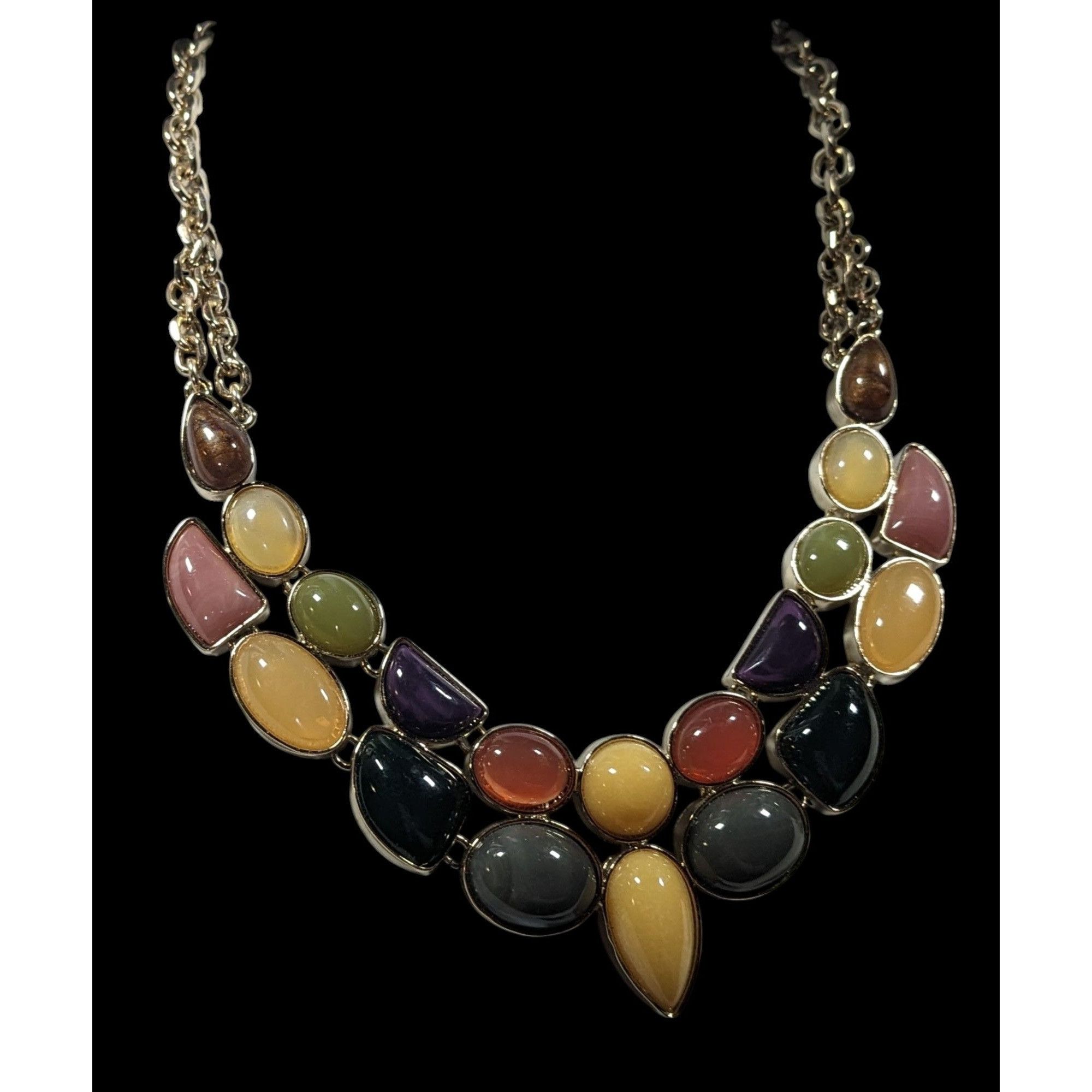 Other Vintage Loft Rainbow Jelly Glass Gemmed Bib Necklace Size ONE SIZE - 4 Thumbnail