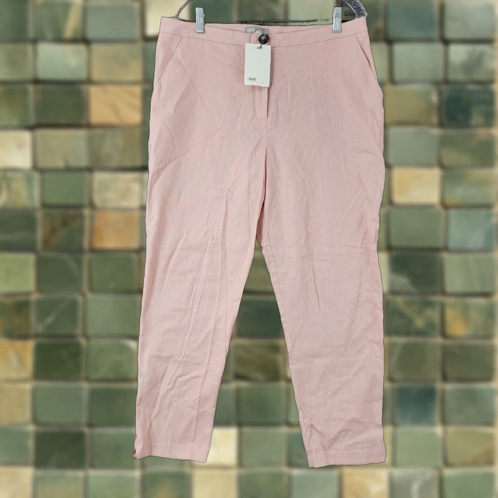 Asos ASOS Womens Pink Linen Cotton Blend Straight Pants Size 10 Regular Size 32" / US 10 / IT 46 - 1 Thumbnail