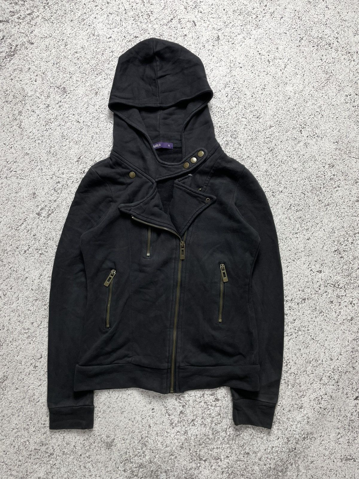 Japanese Brand 2000s Doublju - Asymmetrical Zip Hoodie Rick Owens lgb Style Size US S / EU 44-46 / 1 - 3 Thumbnail