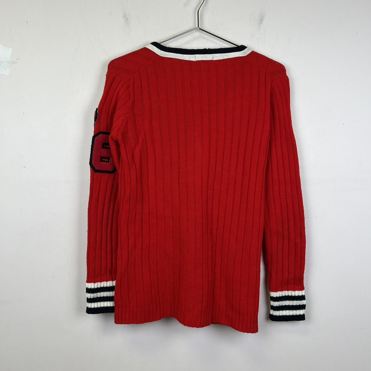 Designer Vintage Red Cardigan with 76 Patch 80s1 Size L / US 10 / IT 46 - 5 Thumbnail