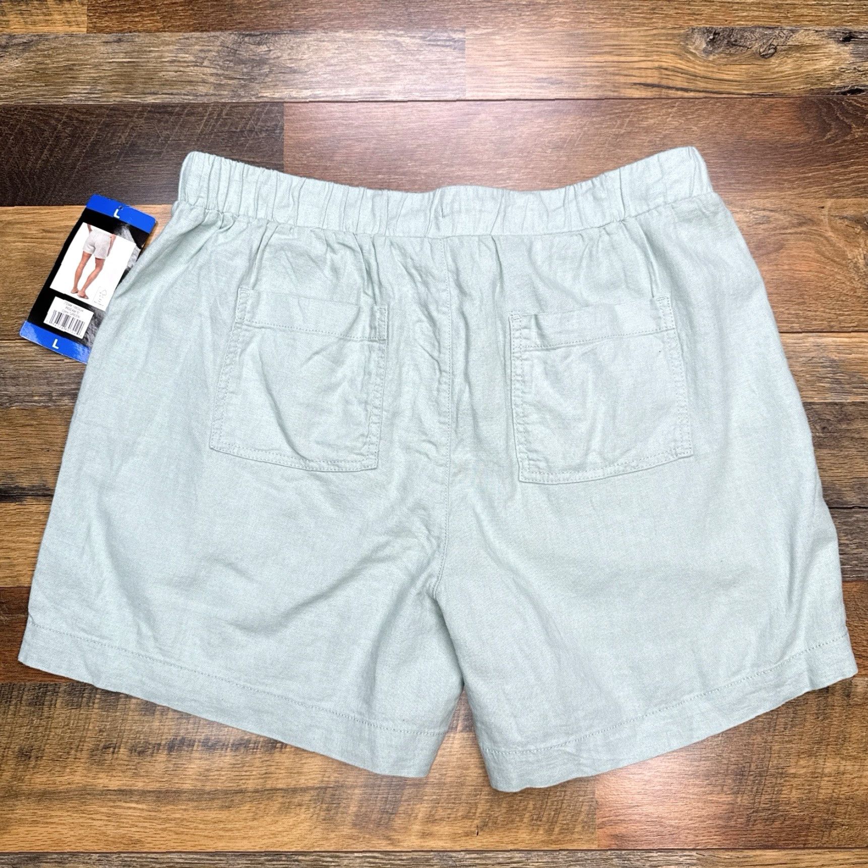 Vintage Briggs Linen Shorts Womens Large Green 5 Inch Inseam Drawstring New Size 36" / US 14 / IT 50 - 2 Thumbnail