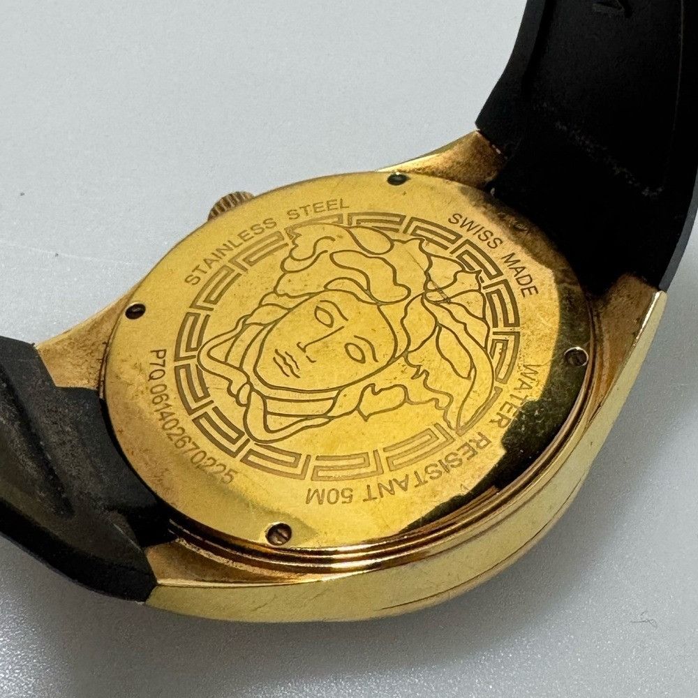 Versace Versace V-Man Black Dial Rubber Strap Men’s Watch Gold Size ONE SIZE - 2 Thumbnail