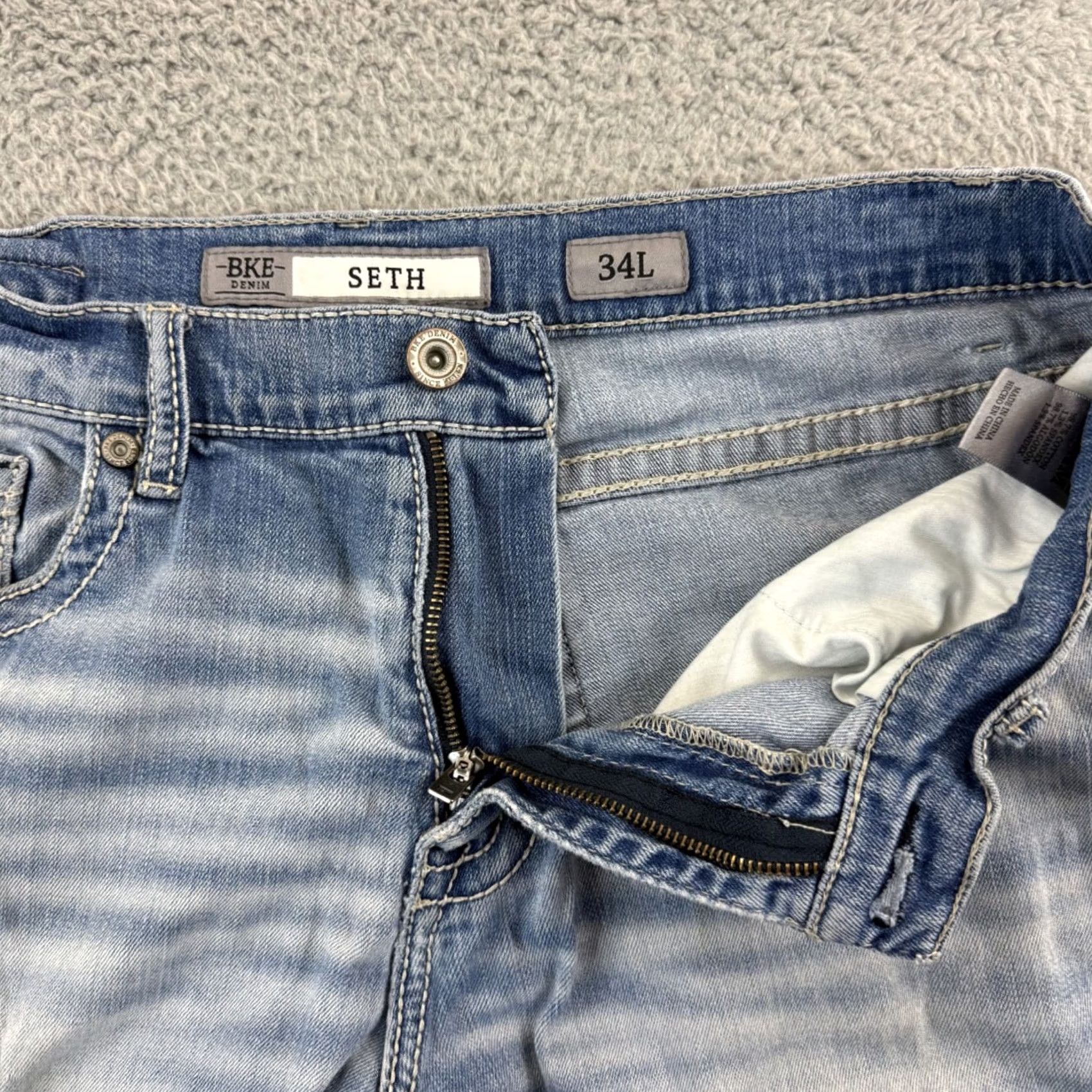 Vintage BKE Buckle Jeans Mens 34x33 Blue Denim Western Bootcut Zip Button 5-Pocket M 4 Seasons 90s Cowboy Rich Regular Fit Size US 34 / EU 50 - 4 Thumbnail