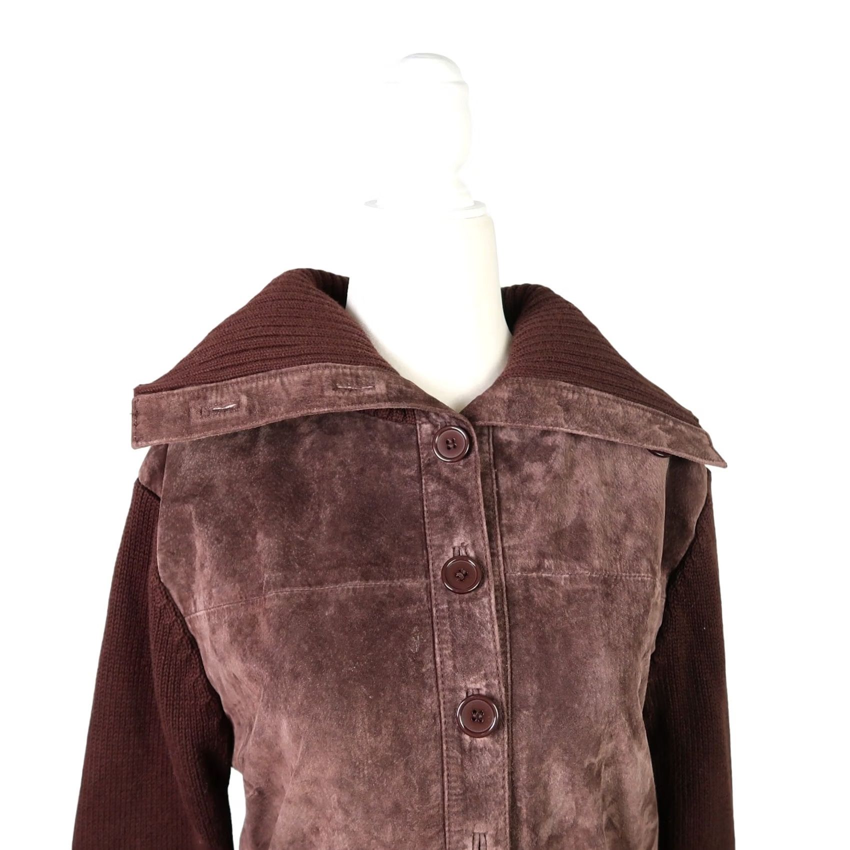 Vintage VINTAGE Maurice Sasson brown suede leather and knit jacket Motorcycle Jacket 90s M Womens Brown N/A Size M / US 6-8 / IT 42-44 - 2 Thumbnail