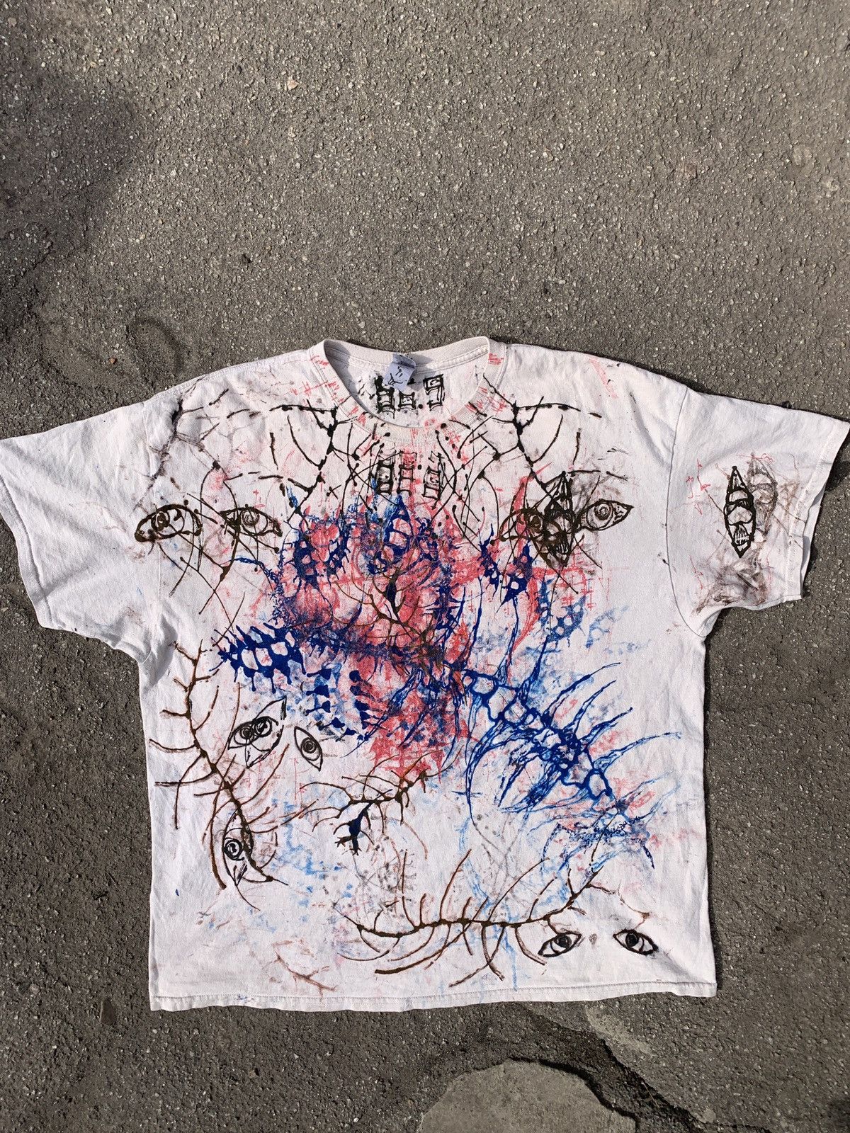 Handmade Rare t-shirt in Cybersigilism psy tie-dye Tribal