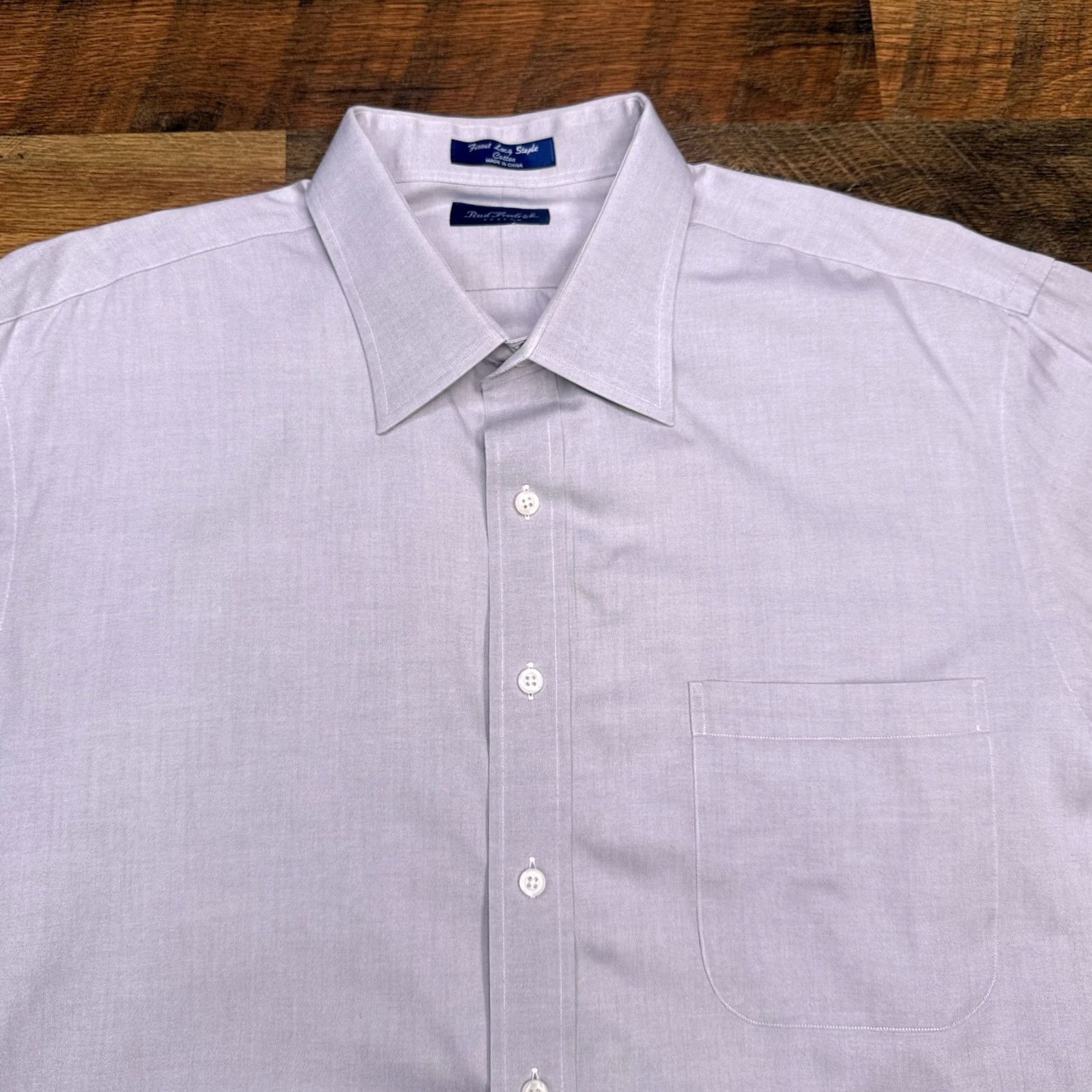 Vintage Paul Fredrick Dress Shirt Mens 18 Gray Button Up Classic 100% Cotton Long Sleeve Barrel Cuff Formal Workwear Size 48R - 5 Thumbnail