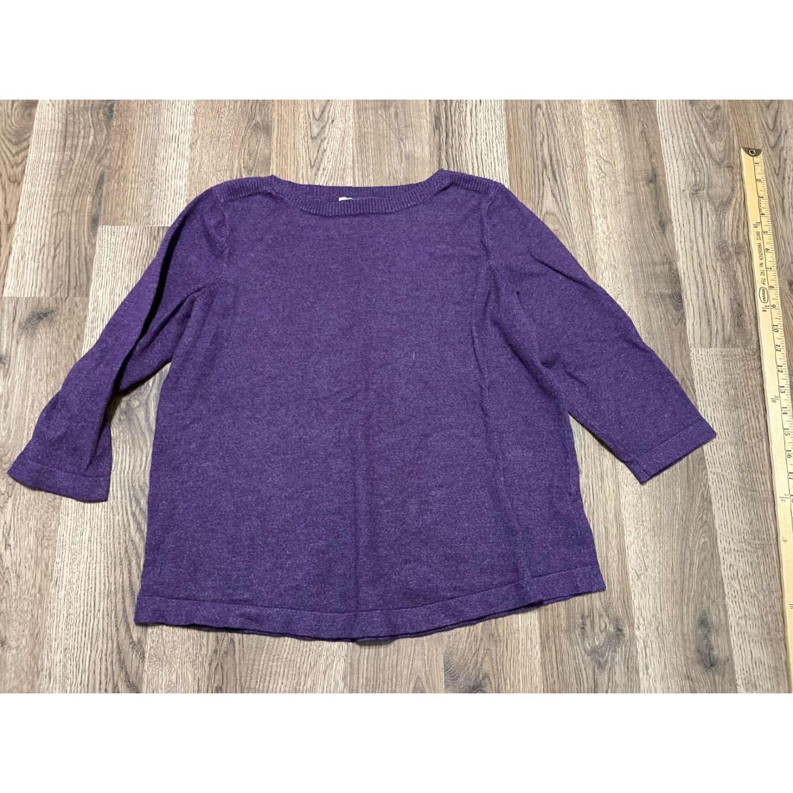 Croft & Barrow Croft & Barrow Sweater Women's Size Large Purple Velvet 3/4 Sleeve Pullover Size L / US 10 / IT 46 - 2 Thumbnail