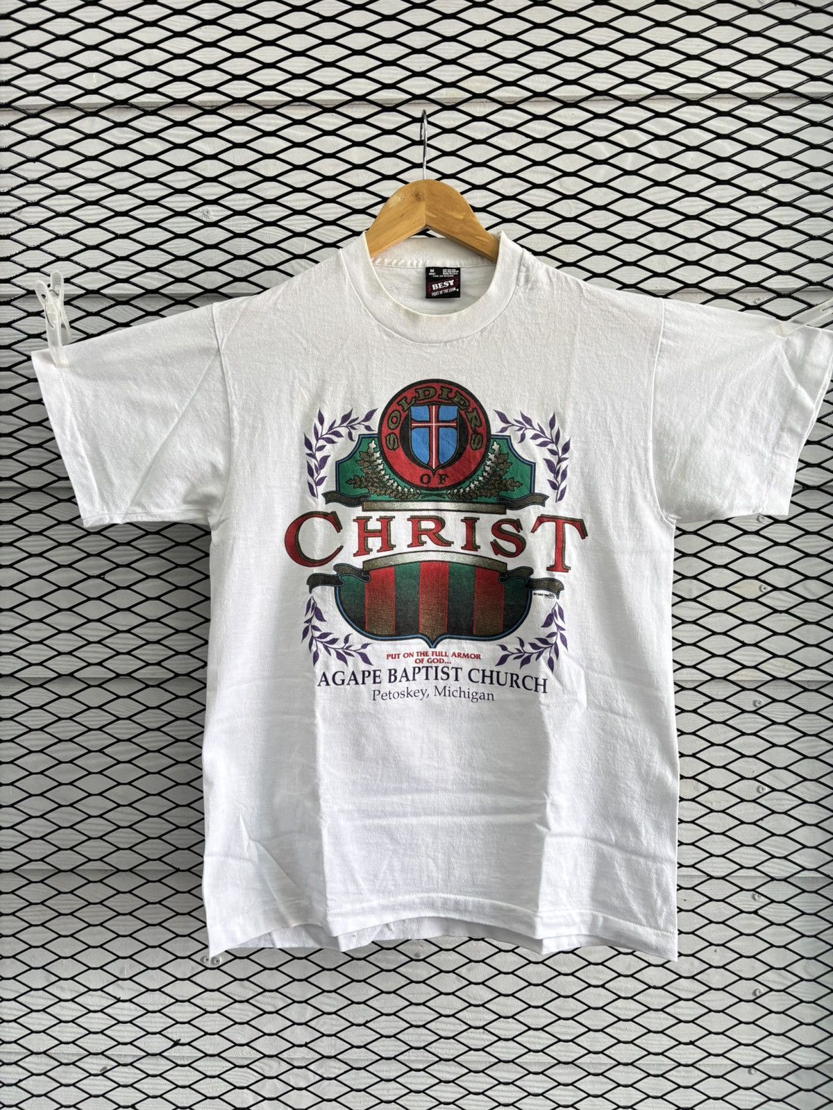 Fruit Of The Loom 1995 Soldiers Of Christ vintage shirt Size US M / EU 48-50 / 2 - 1 Thumbnail
