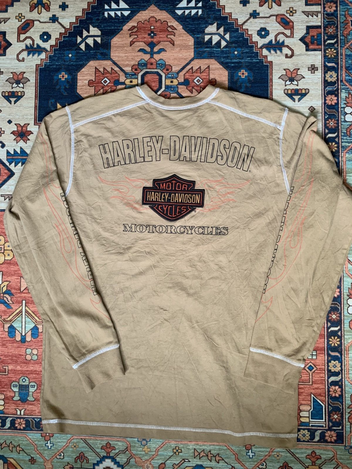 Harley Davidson VINTAGE Y2K HARLEY FLAMES LONGSLEEVE SHIRT Size US L / EU 52-54 / 3 - 2 Thumbnail