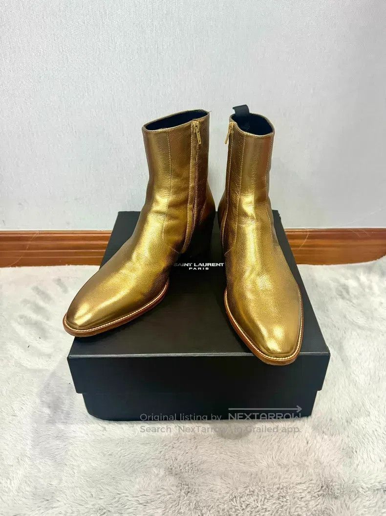 Saint Laurent Paris Saint Laurent Paris Golden Metal Pointed Boots i Size US 9 / EU 42 - 2 Thumbnail
