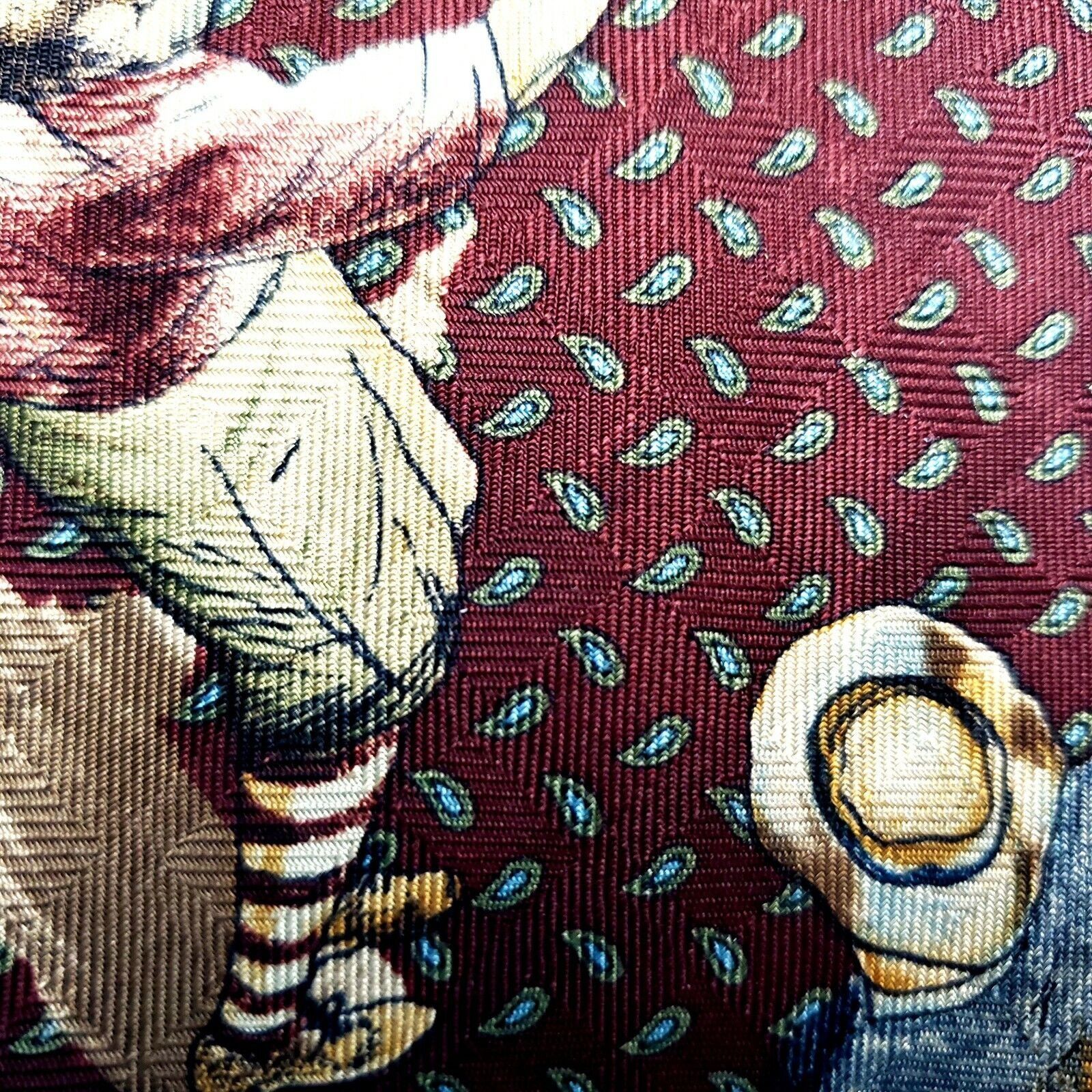 Vintage Tango by Max Raab Silk Tie Golf Novelty Brown Red Short Size ONE SIZE - 2 Thumbnail