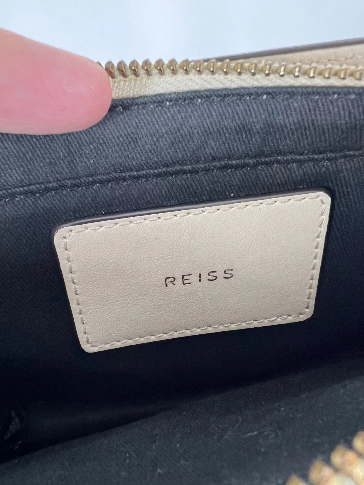 Reiss Reiss Shoulder Bag Clutch Ivory Real Leather Metal Сhain Size ONE SIZE - 13 Thumbnail