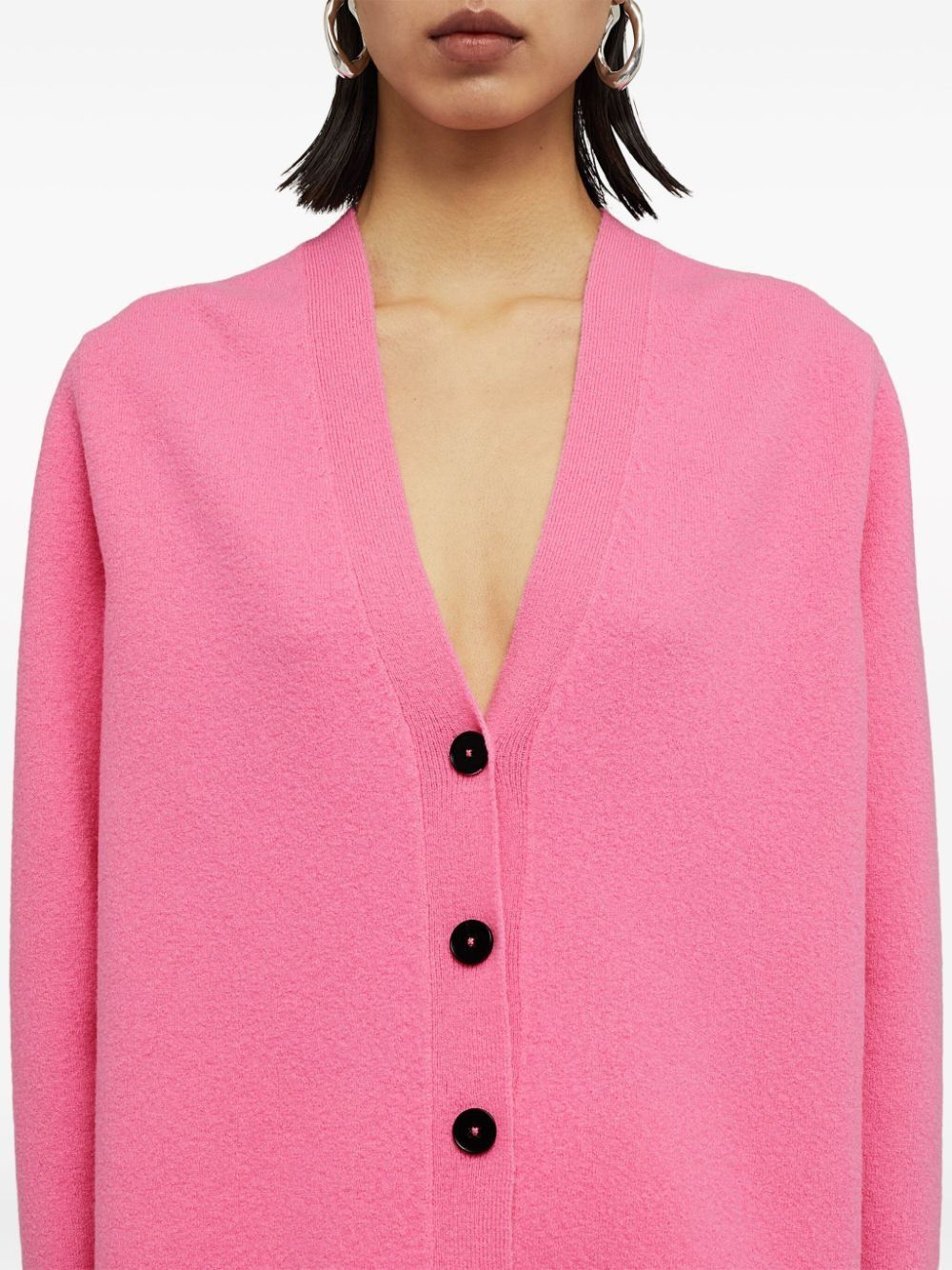 Jil Sander o1mt1gz0625 V-Neck Wool Cardigan in Pink Size XL / US 12-14 / IT 48-50 - 4 Thumbnail