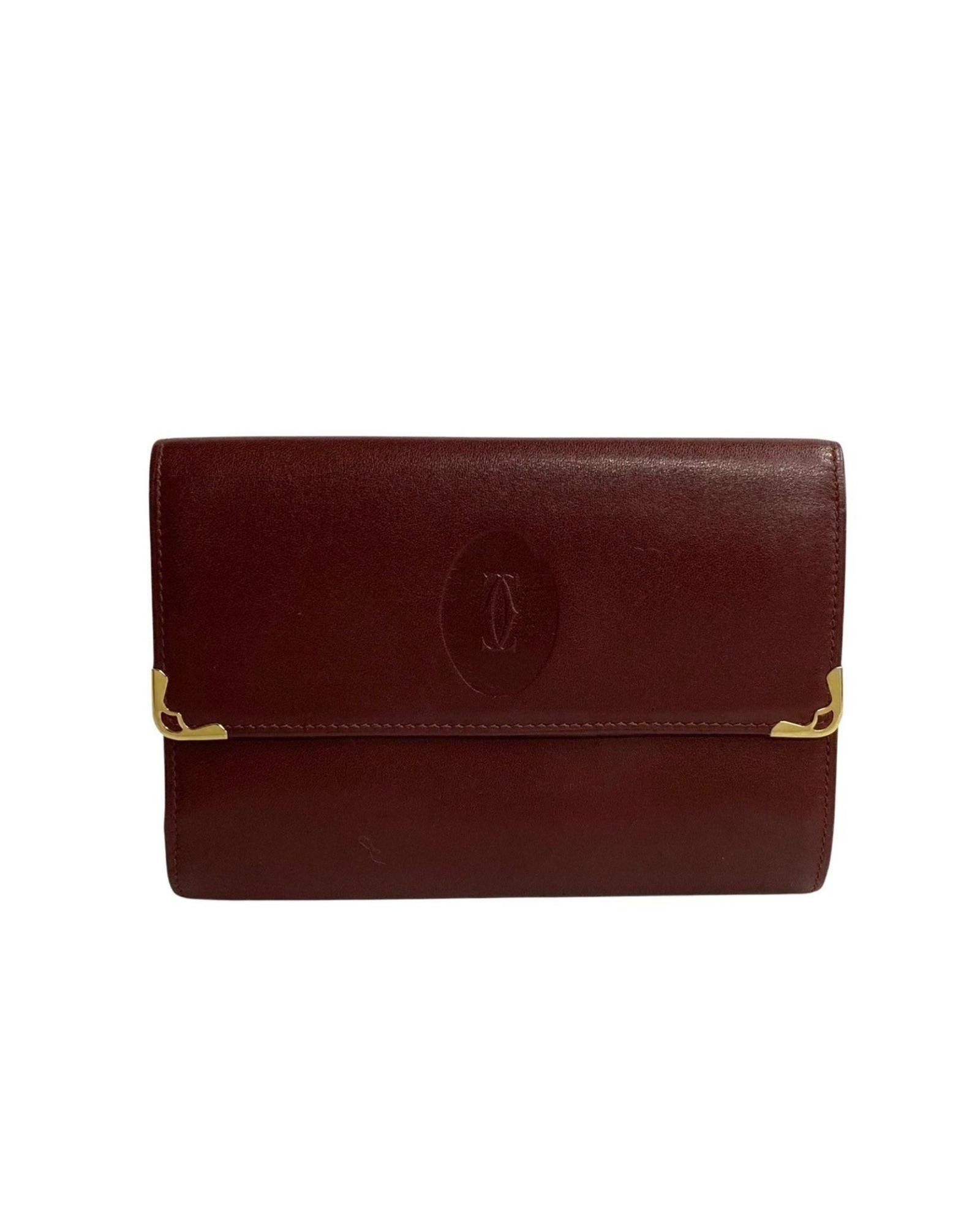 image of Cartier Burgundy Leather Bi-Fold Wallet, Women's
