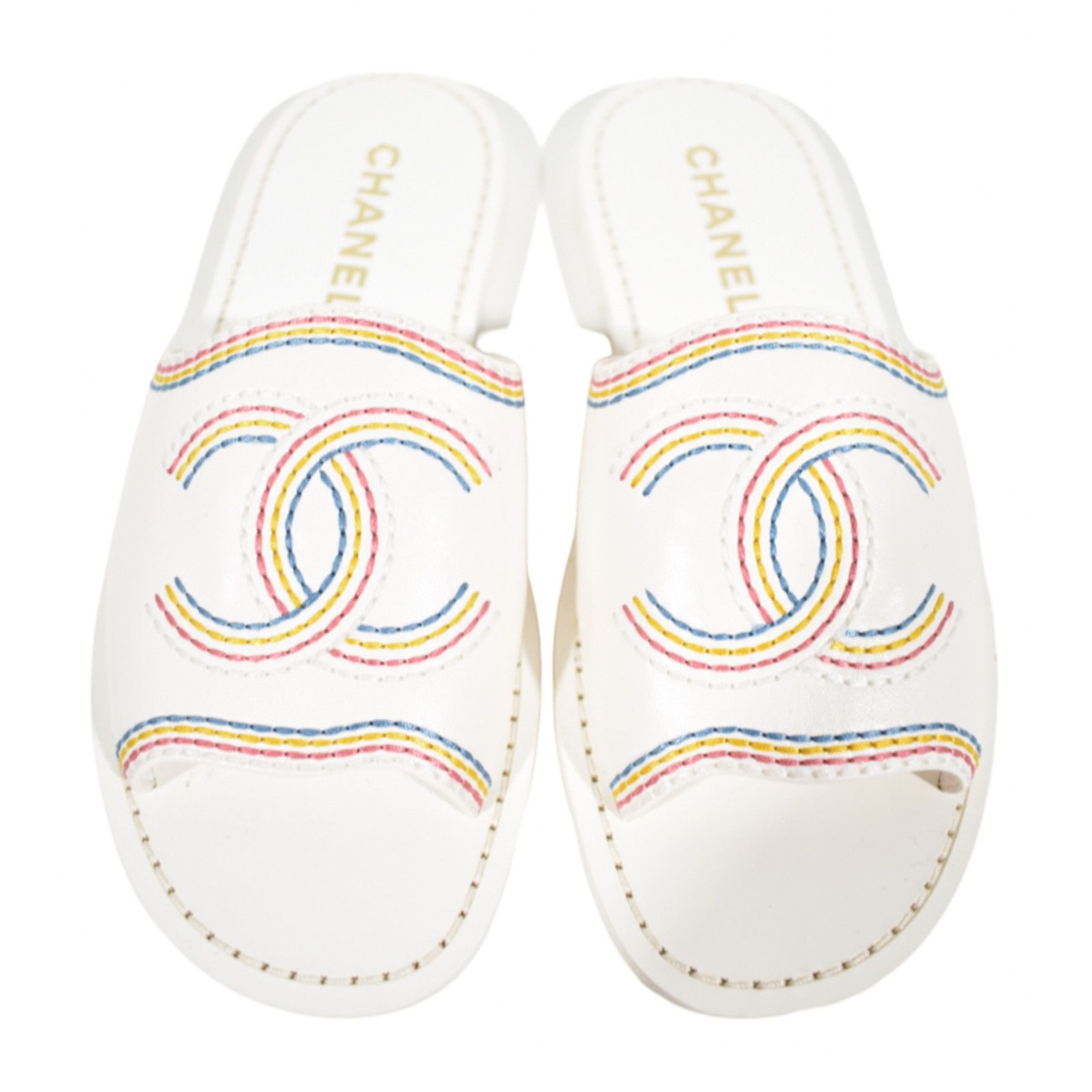 Chanel Chanel 21P White Multicolor Lambskin Leather CC Logo Size US 6 / IT 36 - 1 Thumbnail