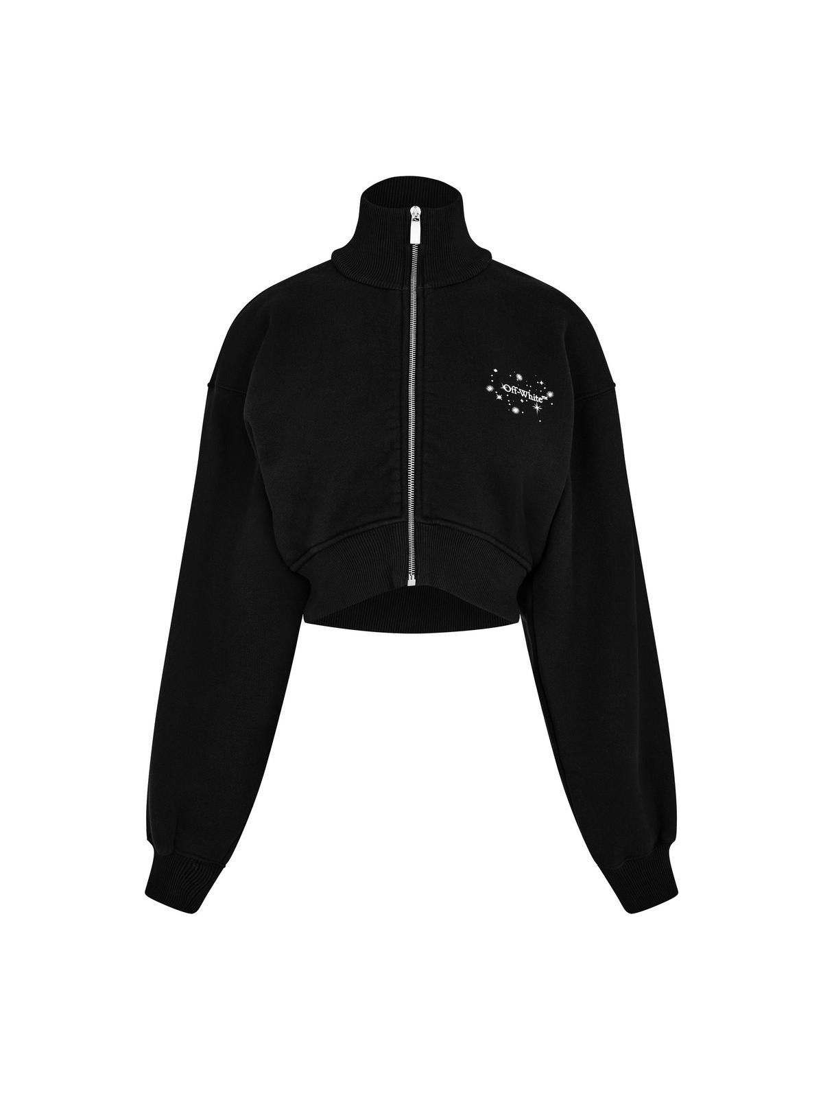Off-White o1mle0425 Bling Stars Arrow Cropped Zip Up Sweatshirt Black Size S / US 4 / IT 40 - 1 Thumbnail