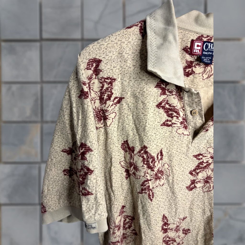 Chaps Chaps Ralph Lauren Polo Shirt Mens XL Beige Red Floral Print Casual Size US XL / EU 56 / 4 - 1 Thumbnail