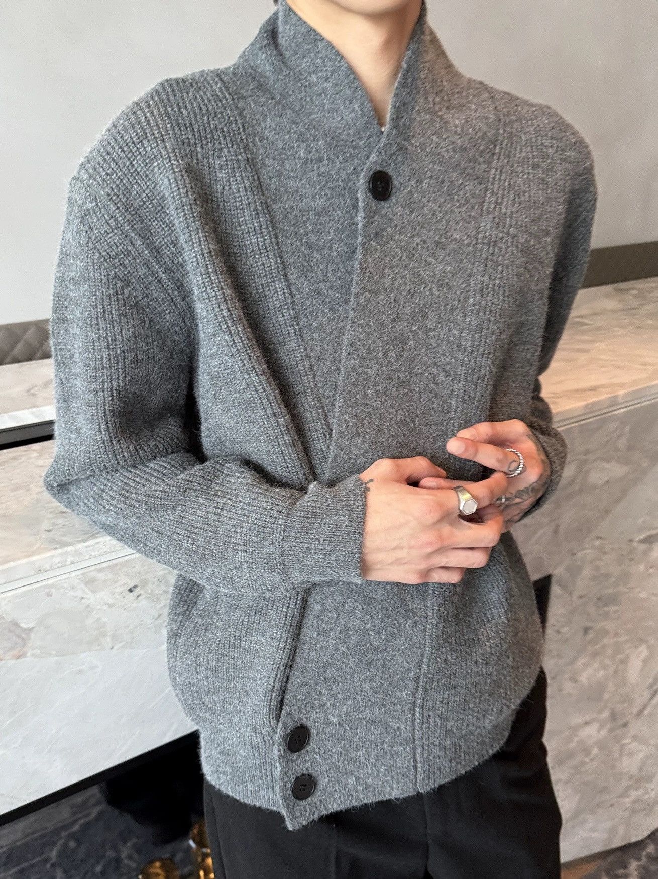 Japanese Brand Cleanfit retro fashion wrap knit cardigan knitwear Size US L / EU 52-54 / 3 - 4 Thumbnail