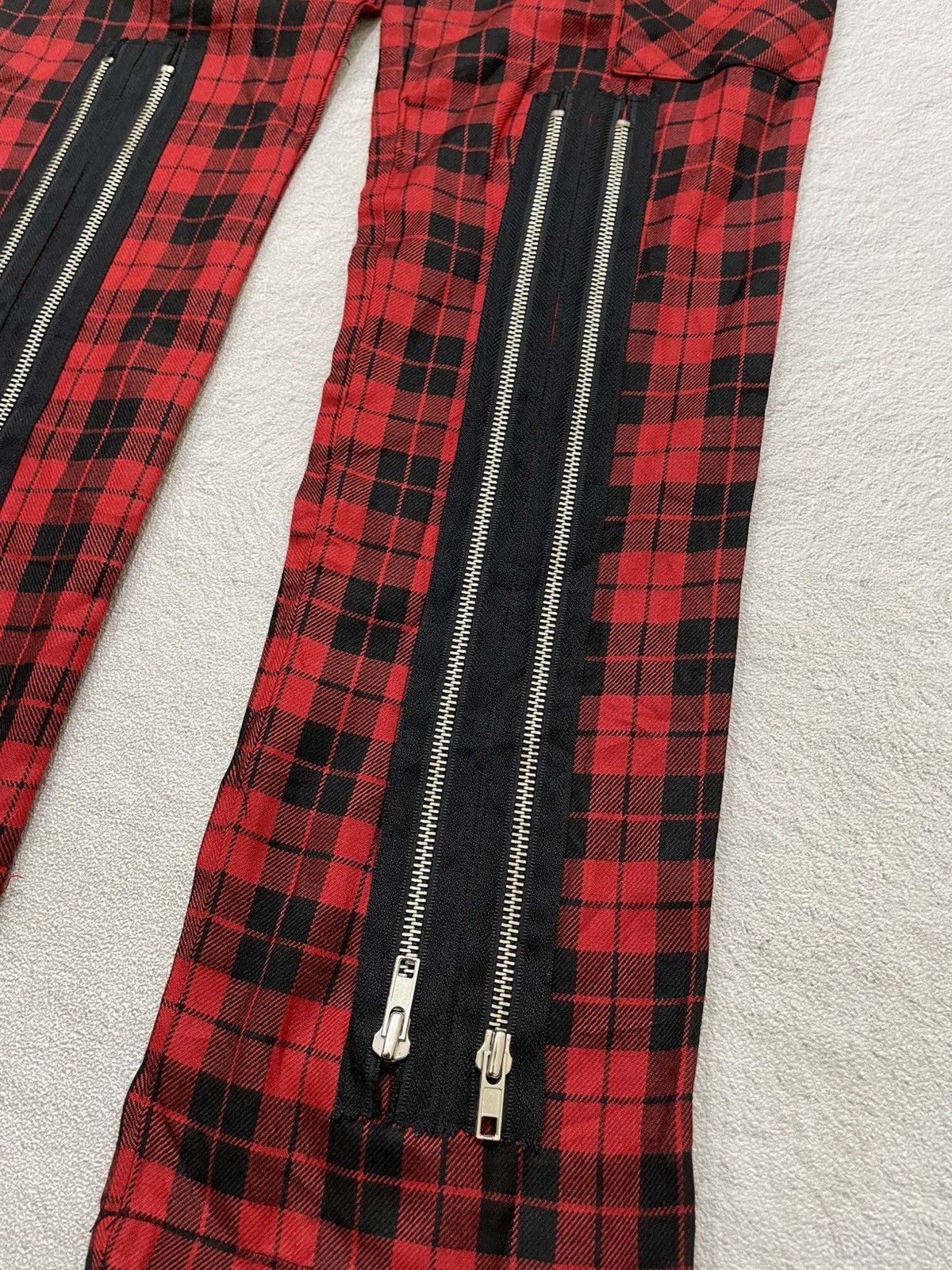 Le Grande Bleu (L.G.B.) 2000s Red Tartan Punk Zipper Pants Bondage Grunge Y2K Size US 31 - 3 Thumbnail