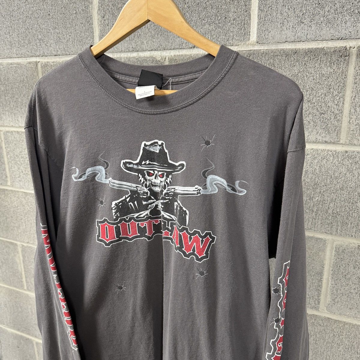 Vintage Faded Biker Smoke Gun Flame Longsleeve Shirt ERD Grunge WCC Size US L / EU 52-54 / 3 - 3 Thumbnail