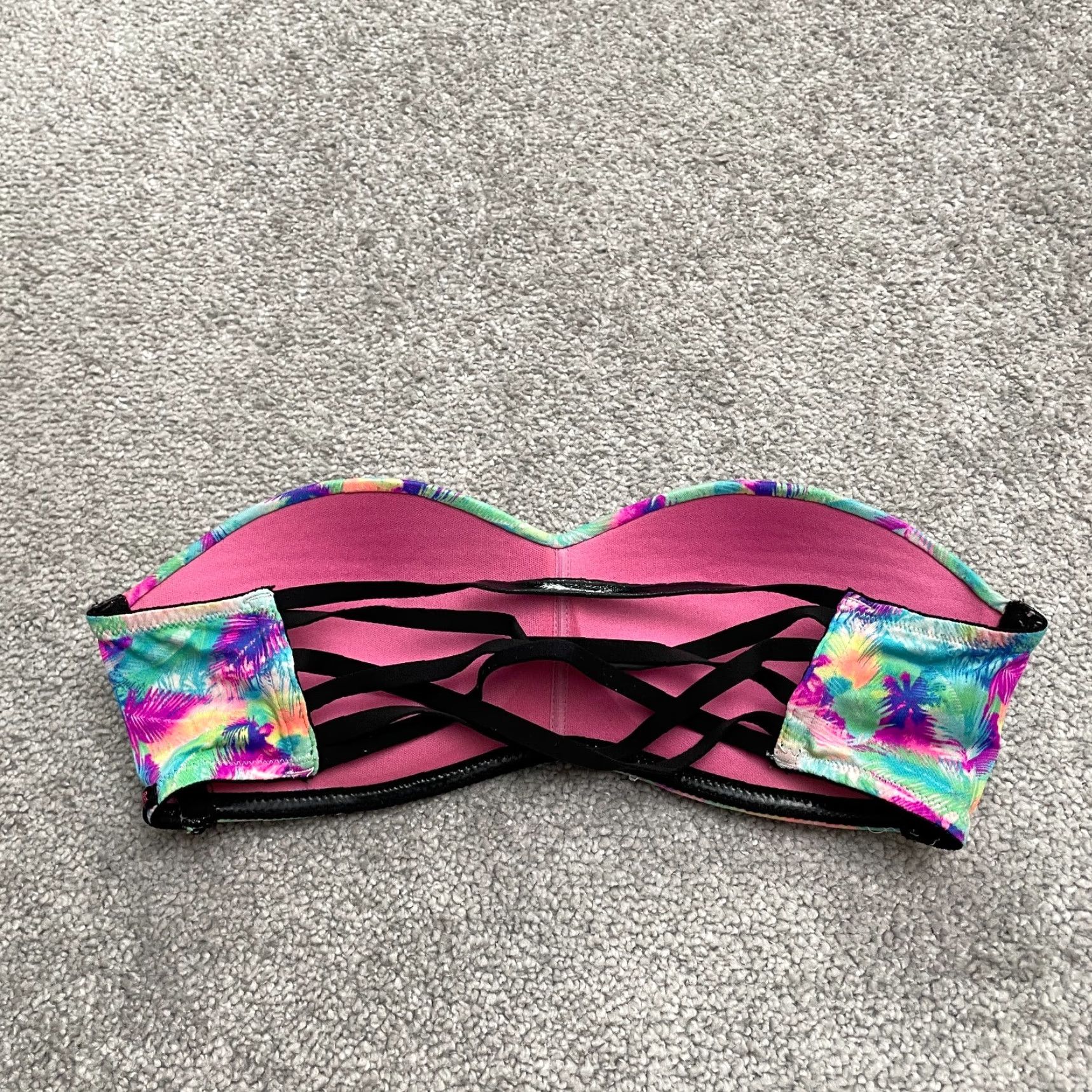 Victoria's Secret Victoria's Secret Swimwear Bikini Top Bandeau Womens XS Pink Multi Colorblock Size XS / US 0-2 / IT 36-38 - 2 Thumbnail