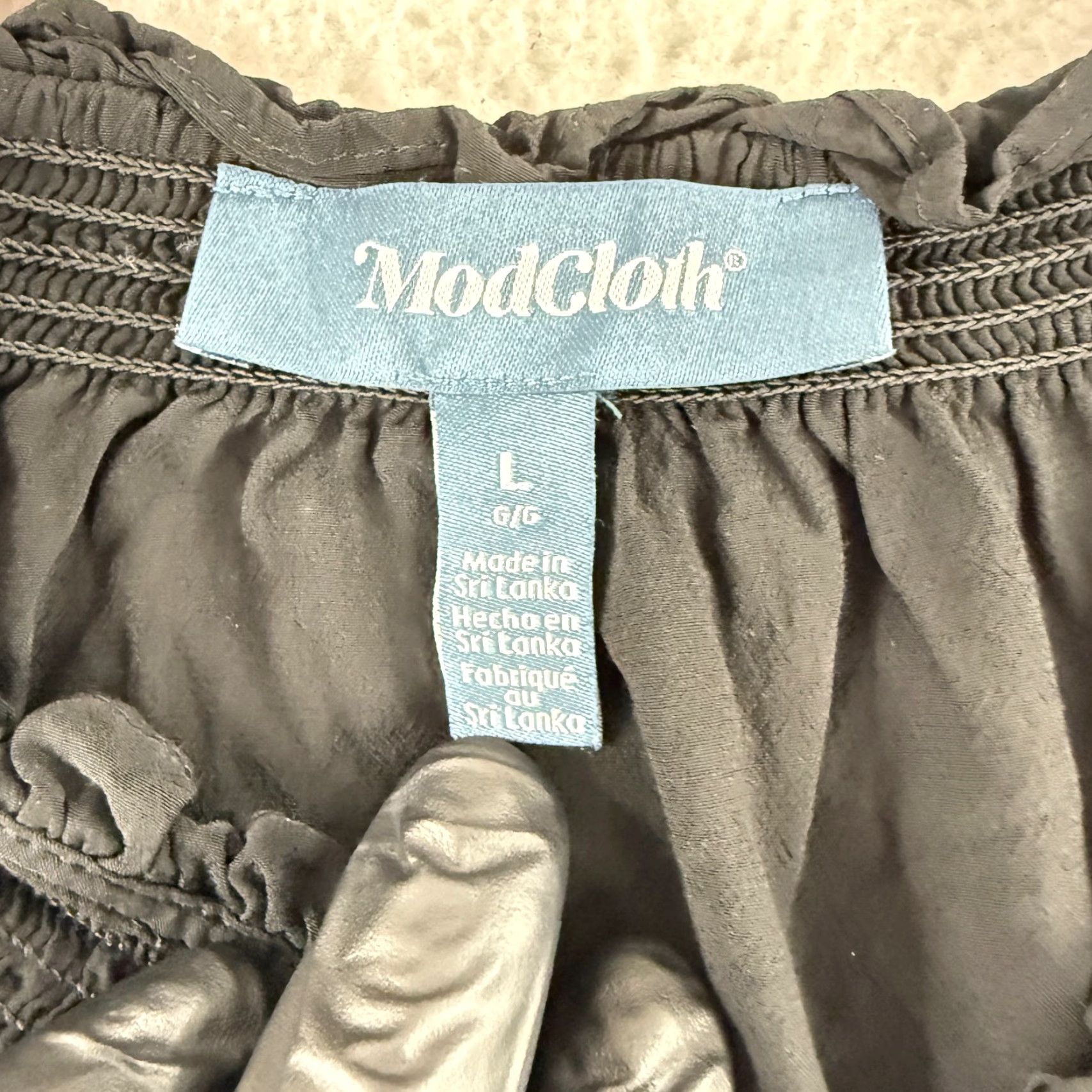 Vintage ModCloth Shirt Womens Large Black Long Sleeve Button Tie Neck Peasant Casual Blouse Size L / US 10 / IT 46 - 7 Thumbnail