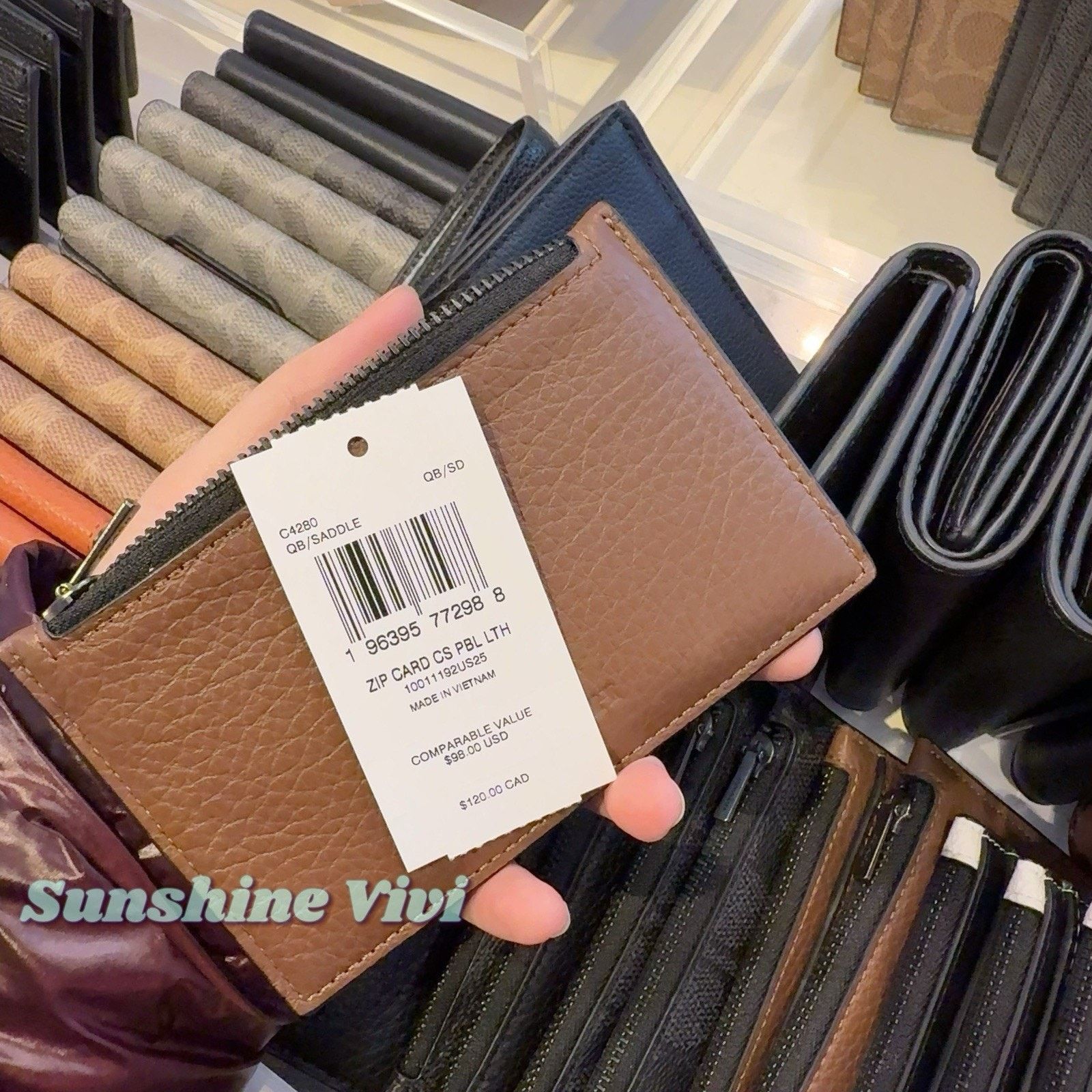 Coach NWT Coach Zip Card Case C4280 Gunmetal Saddle Pebble Leather Size ONE SIZE - 4 Thumbnail