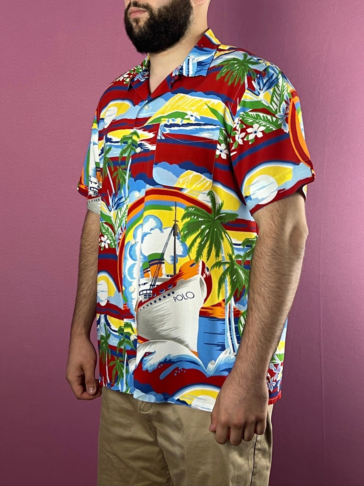Polo Ralph Lauren × Vintage Polo Raplh Lauren Men's Cruise Ship Hawaiian Shirt - L Size US S / EU 44-46 / 1 - 1 Thumbnail