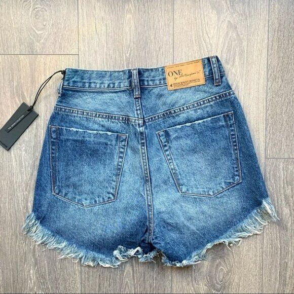 One Teaspoon One Teaspoon Women's High Waist Bonita's denim Jean Shorts Size 25" / US 0 / IT 36 - 14 Thumbnail