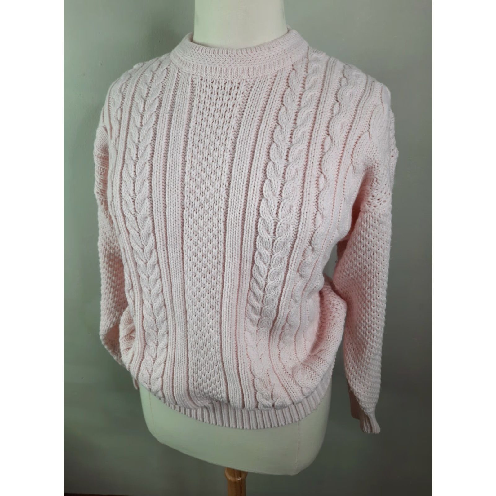 Vintage VINTAGE S3C Sweater Cable Knit Women's XL Pastel Pink Long Sleeve Pullover Kimt? Size XL / US 12-14 / IT 48-50 - 4 Thumbnail