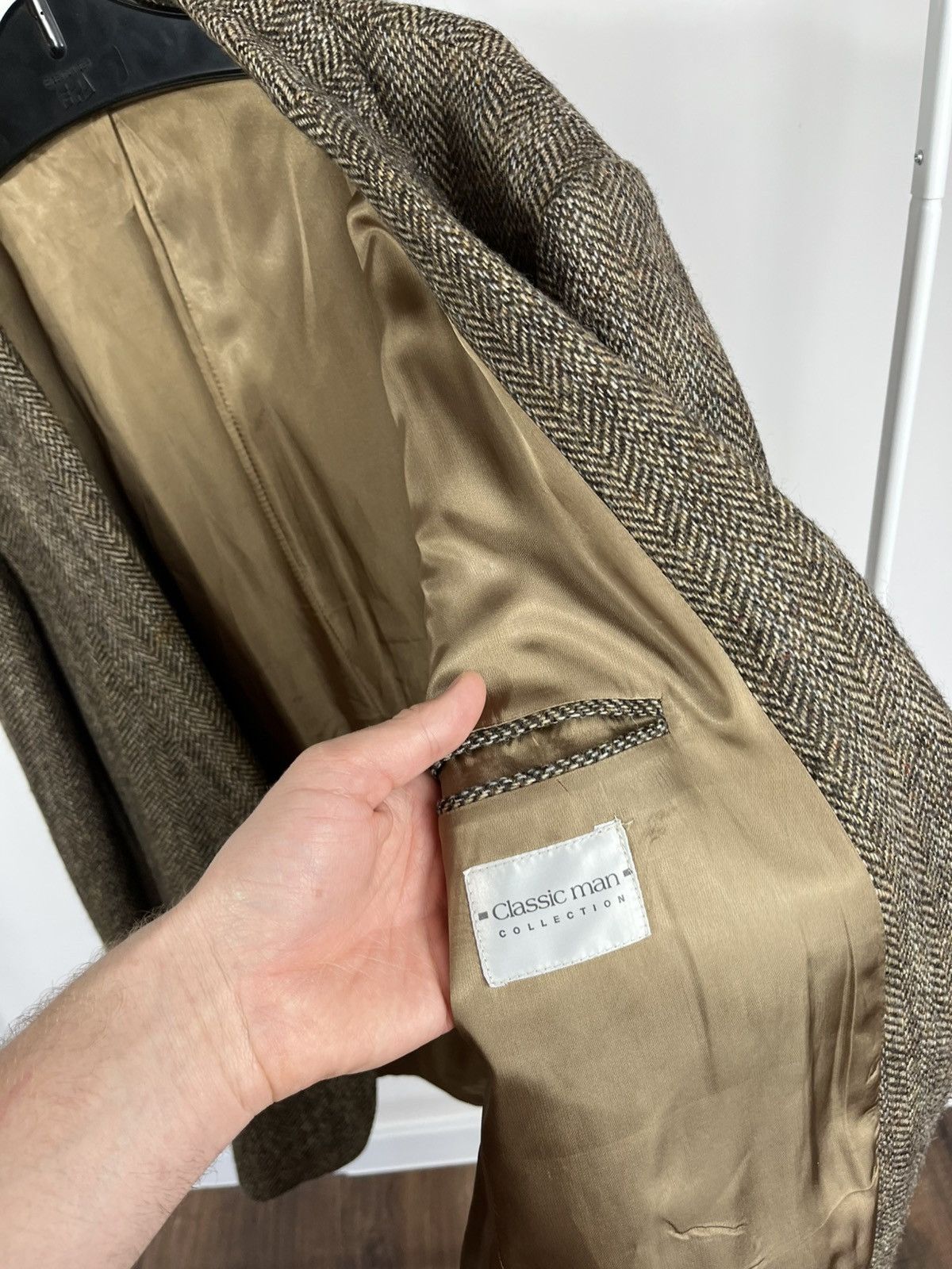 Harris Tweed Vintage Tweed Blazer Pure New Wool Brown EU 48 Herringbone Size US XXL / EU 58 / 5 - 8 Thumbnail