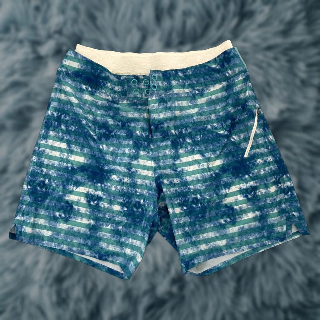 Lululemon VINTAGE Lululemon Men's Swim Trunks Shorts Size 38 Aqua Blue Geometric Lined Beach Surfing Size US 38 / EU 54 - 1 Thumbnail