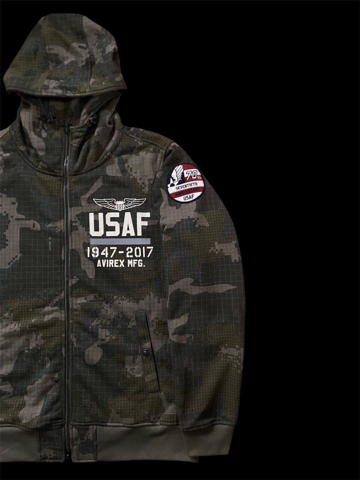 Avirex × Vintage AVIREX US AIR FORCE 70th Anniversary Zip Camo Hoodie Size US XL / EU 56 / 4 - 6 Thumbnail