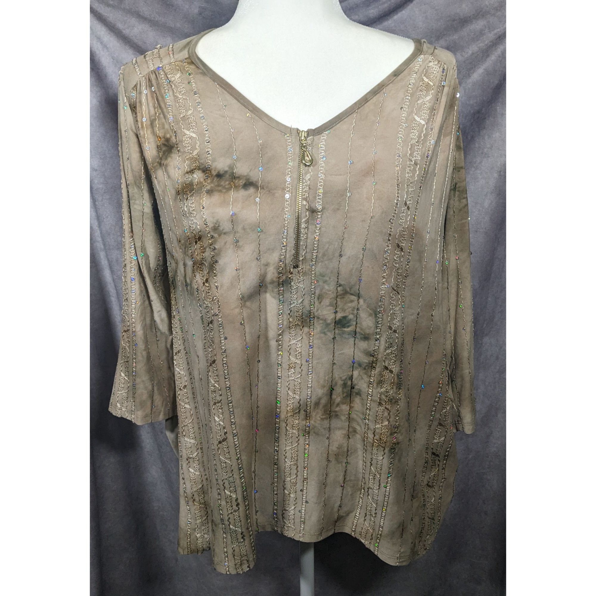 Other Sami & Jo Bohemian Tan Tie Dye Embroidered Sequin Tunic Size Size M / US 6-8 / IT 42-44 - 8 Thumbnail