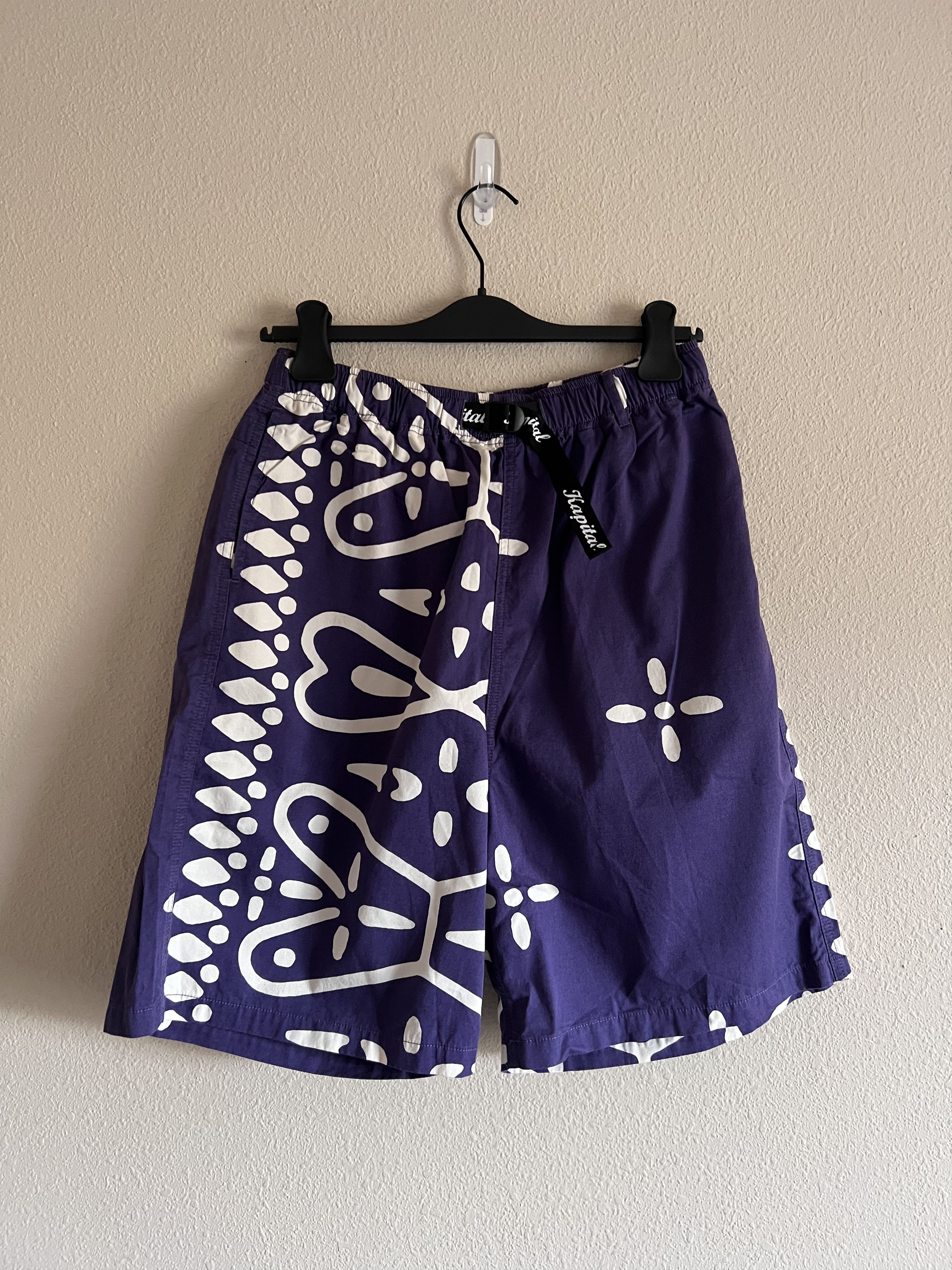 image of Kapital Combed Burberry Humongo Cross Easy Shorts In Purple, Men's (Size 30)