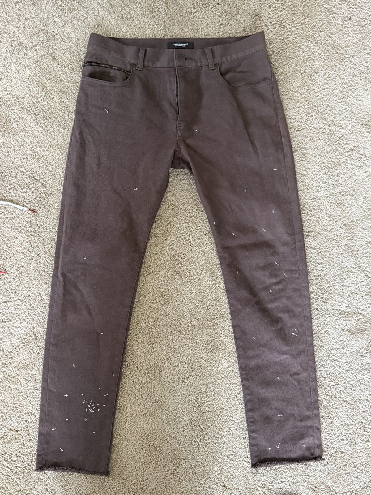Undercover Undercoverism Embroidered Design Jeans Charcoal Brown Size US 32 / EU 48 - 1 Thumbnail