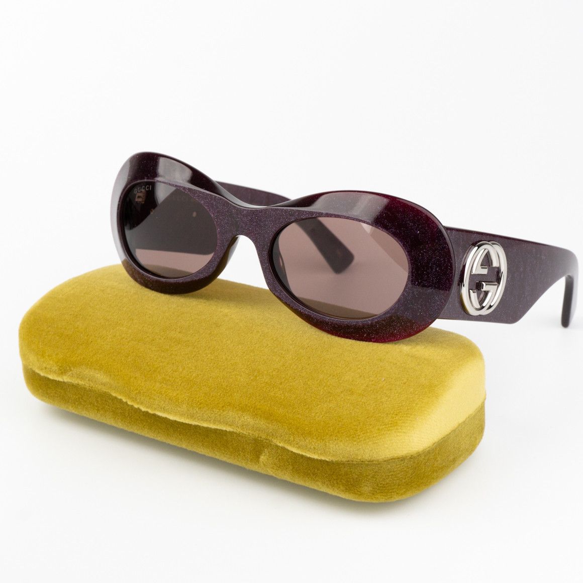 Gucci NEW Gucci GG1696S 003 Violet Women Oval Sunglasses GG 1696S Size ONE SIZE - 1 Thumbnail