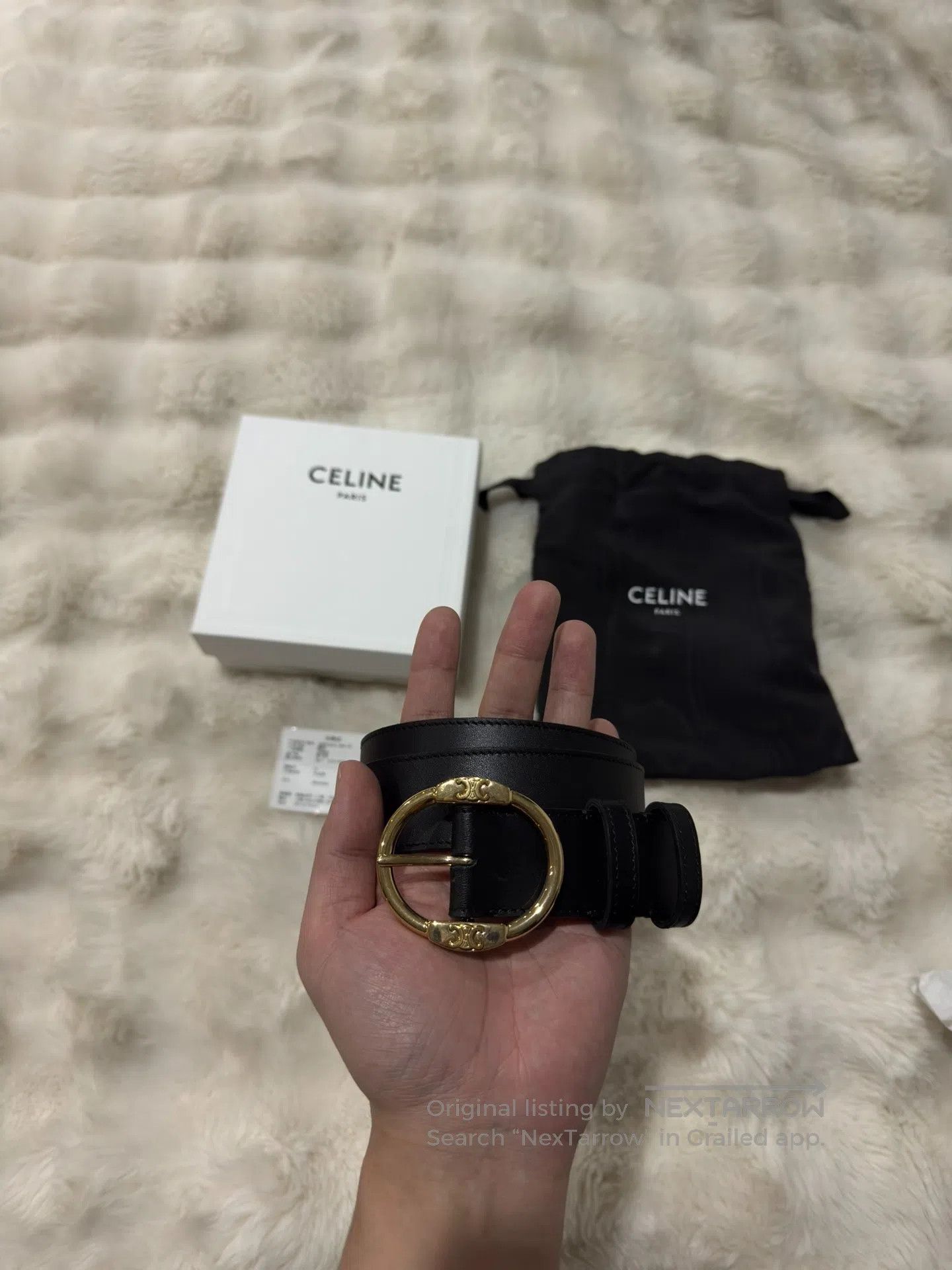 Celine CELINE size 85 Black and Gold Triumph Belt| Size ONE SIZE - 1 Thumbnail