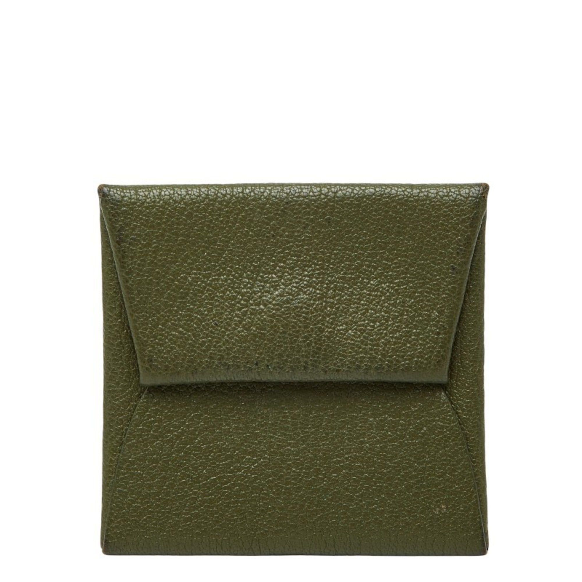 Hermes Hermès Bastia wallet/coin case green Chevre women's.